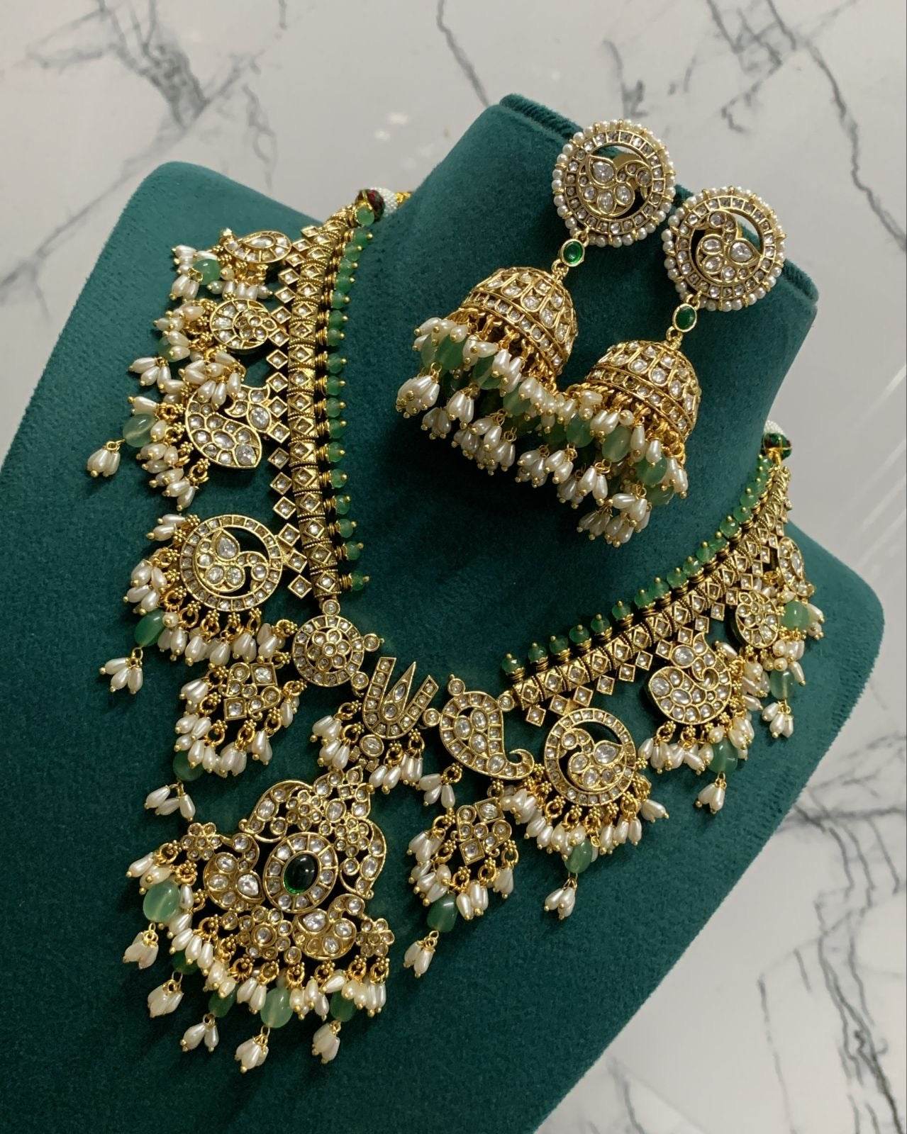 Nakshi Work with Kundan Stones and Guttapusal Bridal Necklace - Nakshatra Jewels