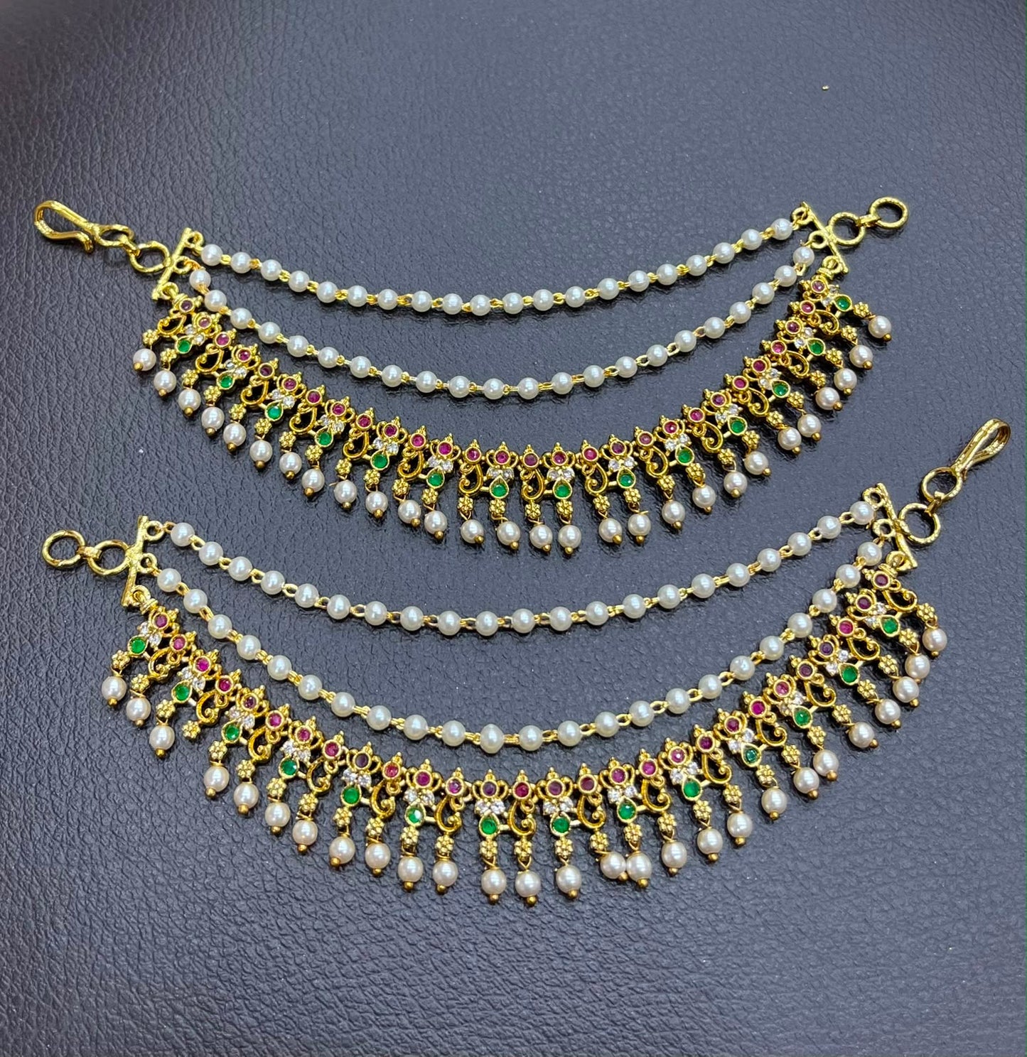 Premium Matt with Kempu Stone Ear Chains