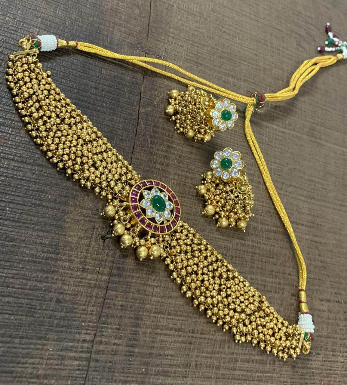 Premium Matt with Kempu Stones Choker - Nakshatra Jewels