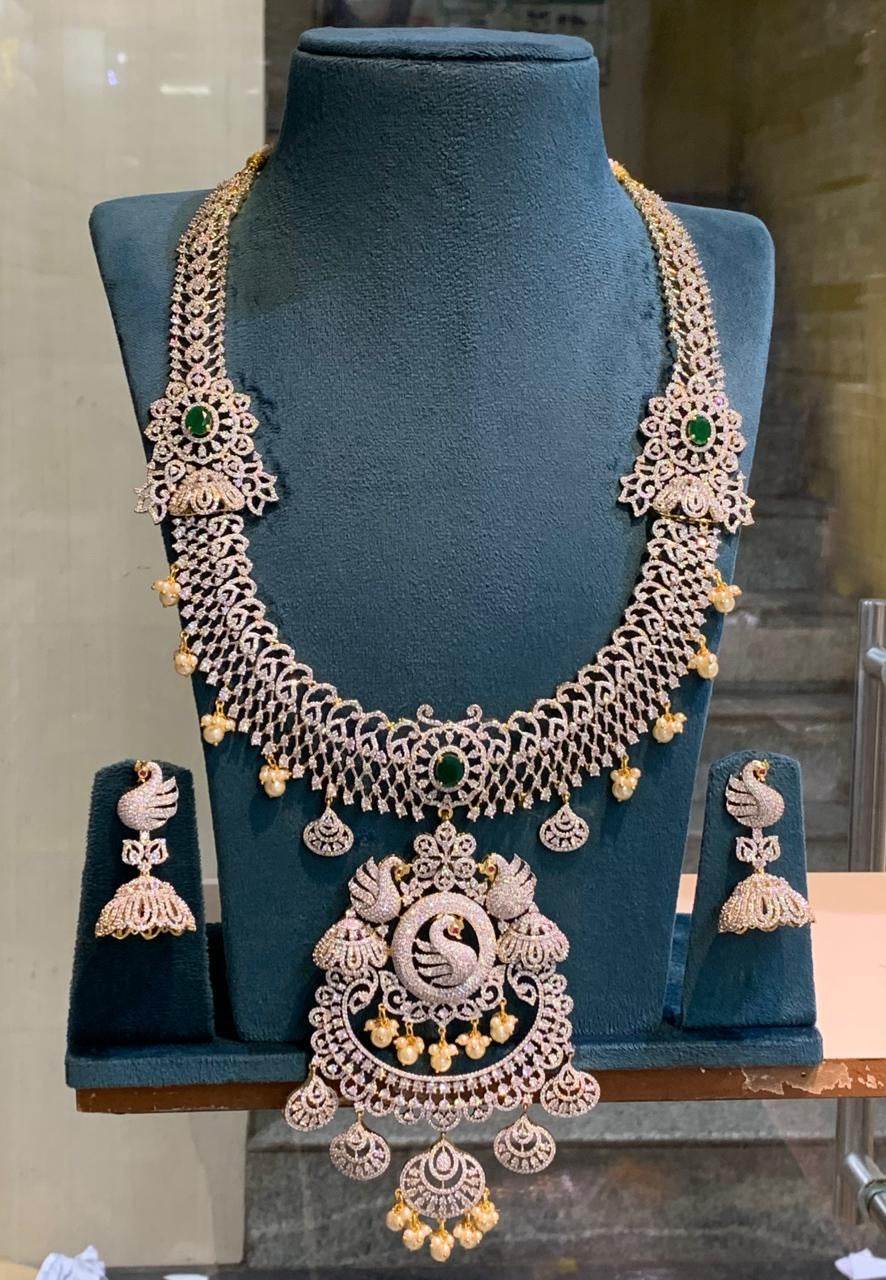 American Diamond Stones Bridal Haram - Nakshatra Jewels