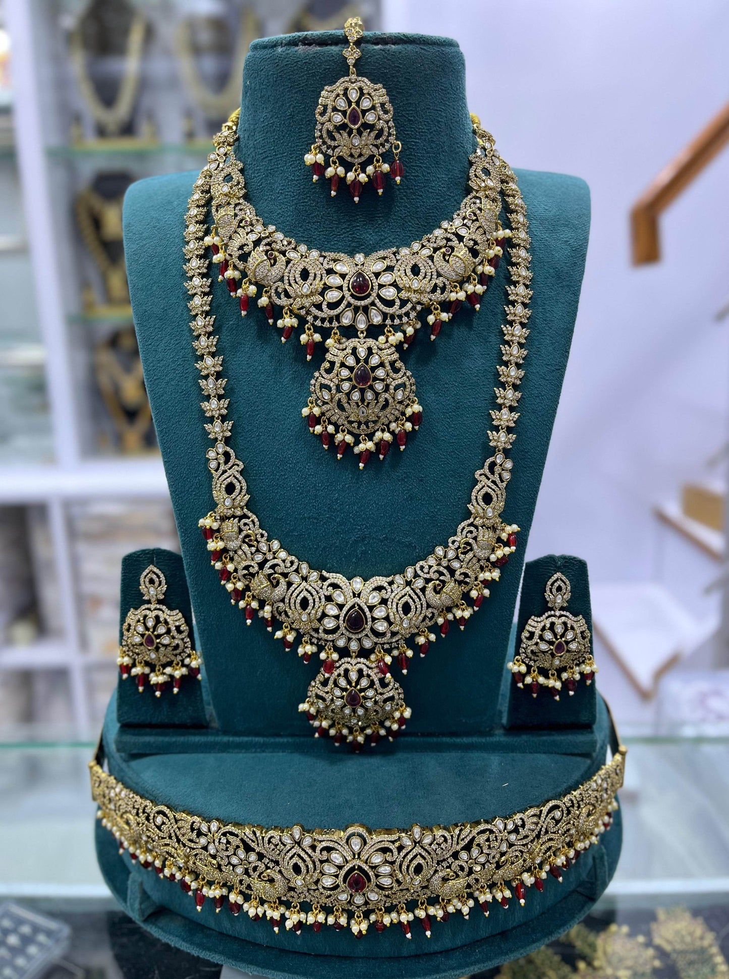 Victorian Polish AD Stones Bridal Set - Nakshatra Jewels