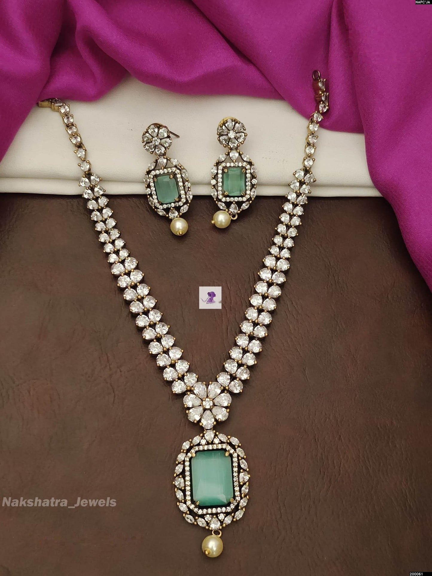 Victorian Polish AD Stones Necklace - Nakshatra Jewels