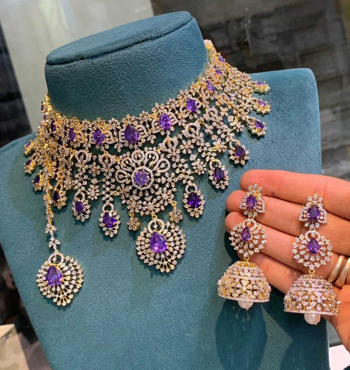 American Diamond Stones Bridal Choker - Nakshatra Jewels