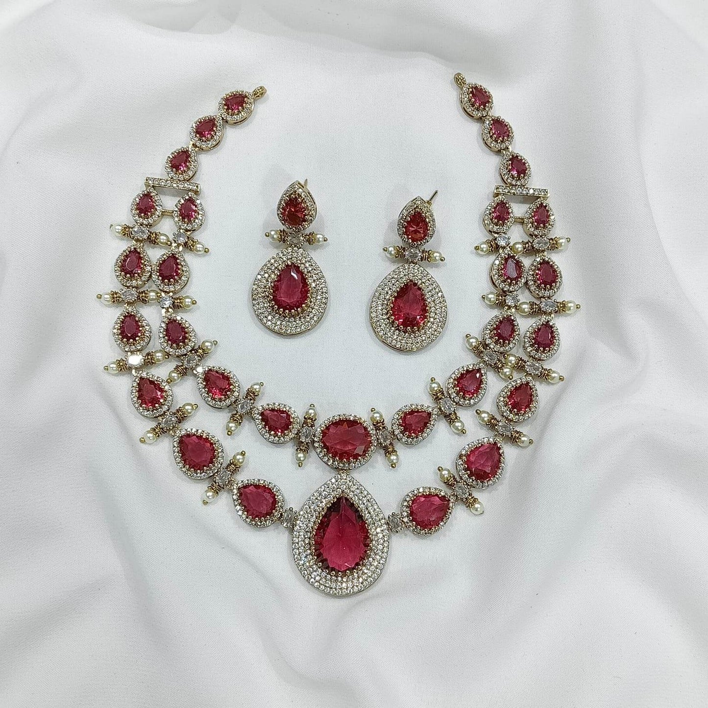 Victorian Polish with AD Stones Necklace - Nakshatra Jewels