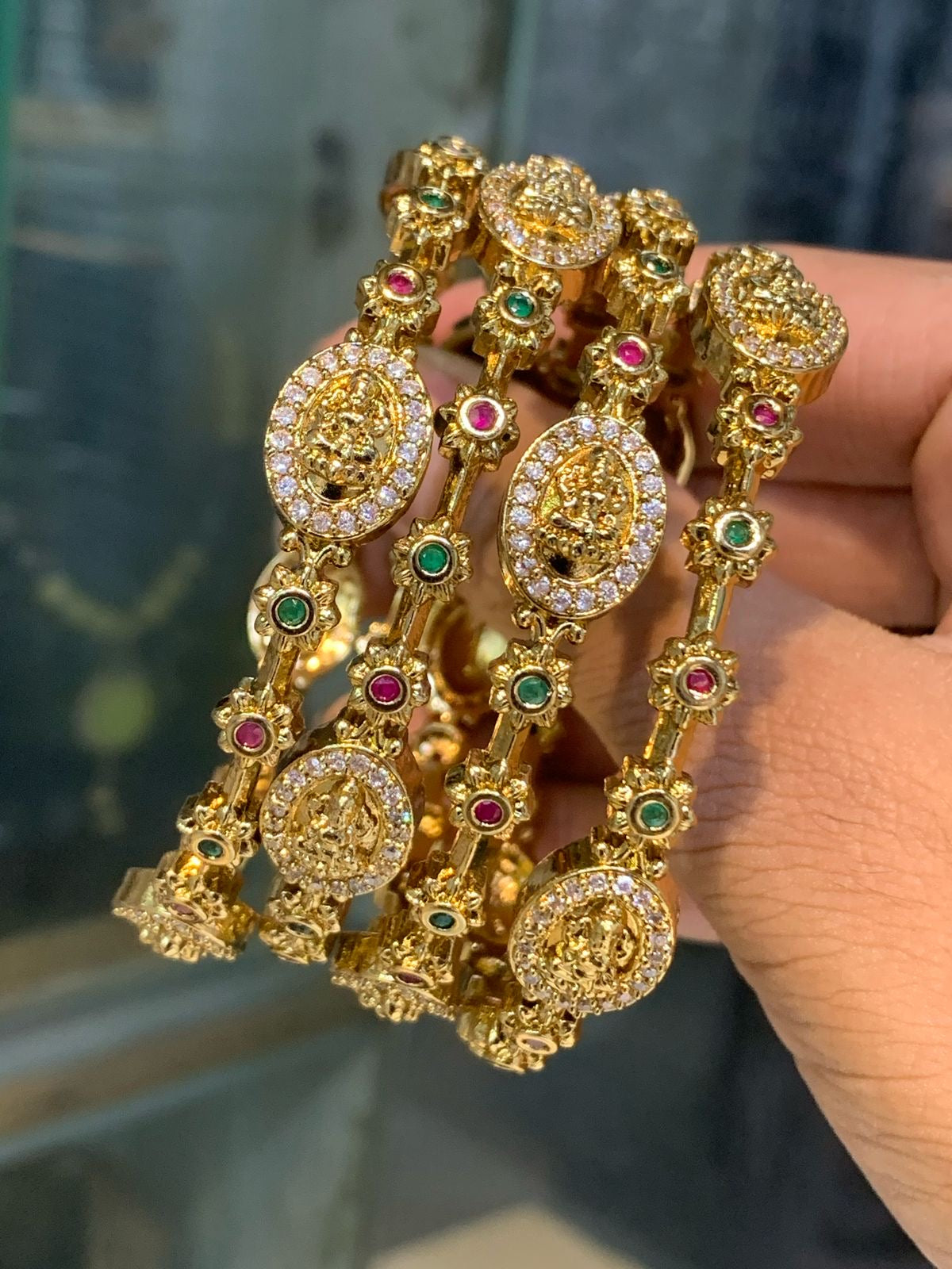 Premium Matt with Kempu Stone Bangles