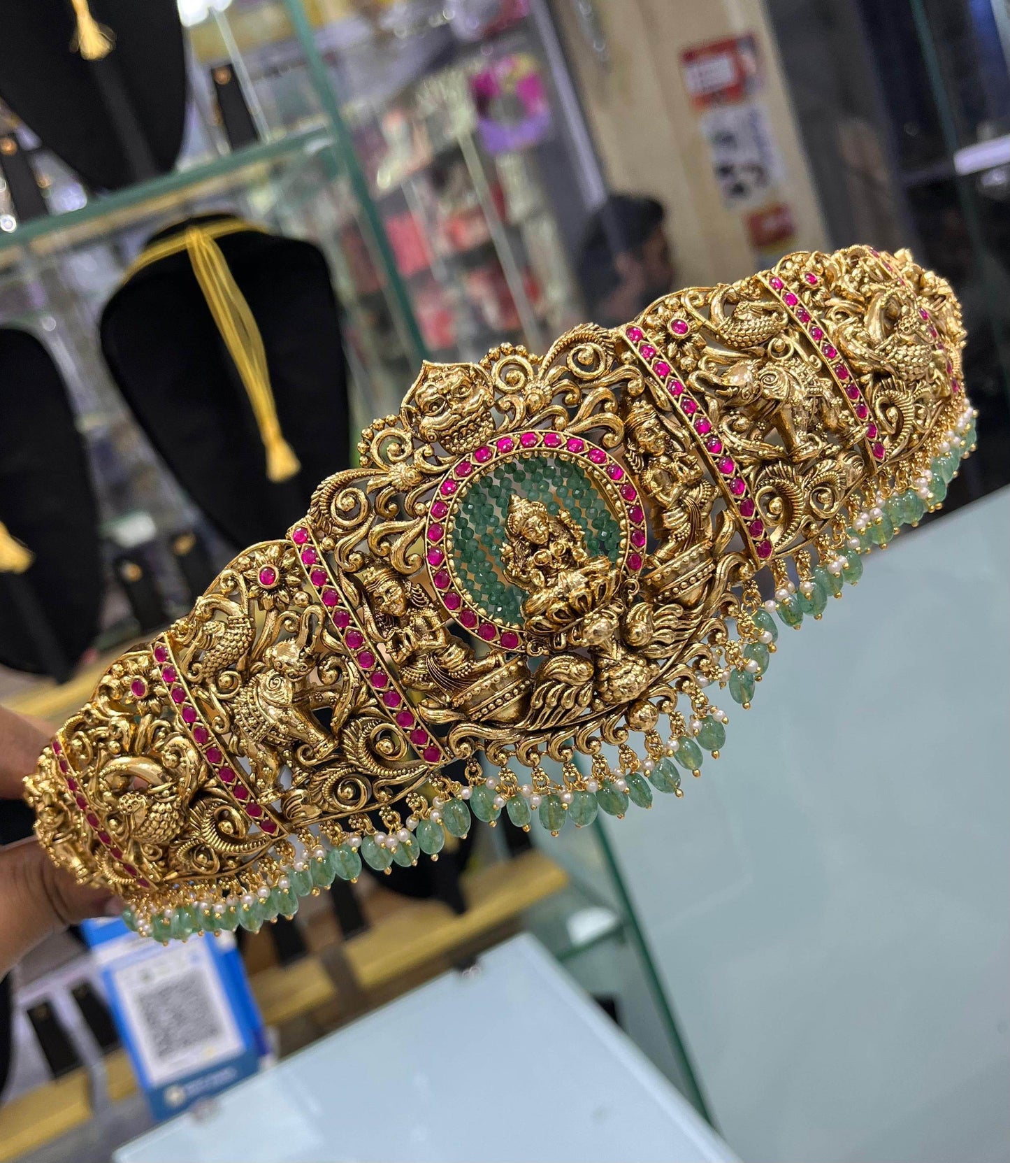 Nagasi work with Jaadu Kundan Stones Bridal Hip Belt - Nakshatra Jewels
