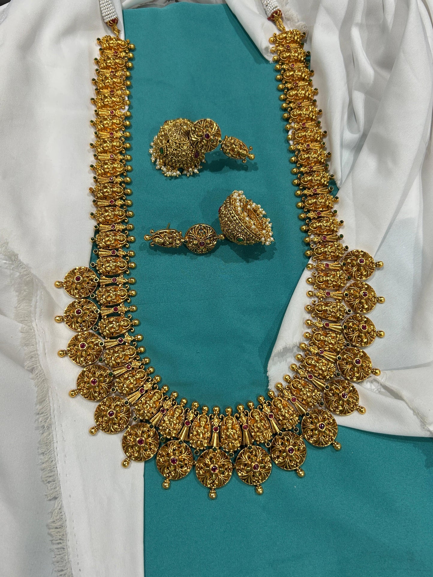 Nagasi Work with Kempu Stones Bridal Haram