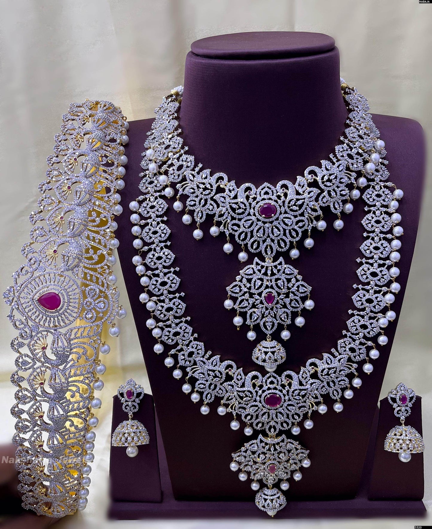 American Diamond Stones Bridal Set - Nakshatra Jewels
