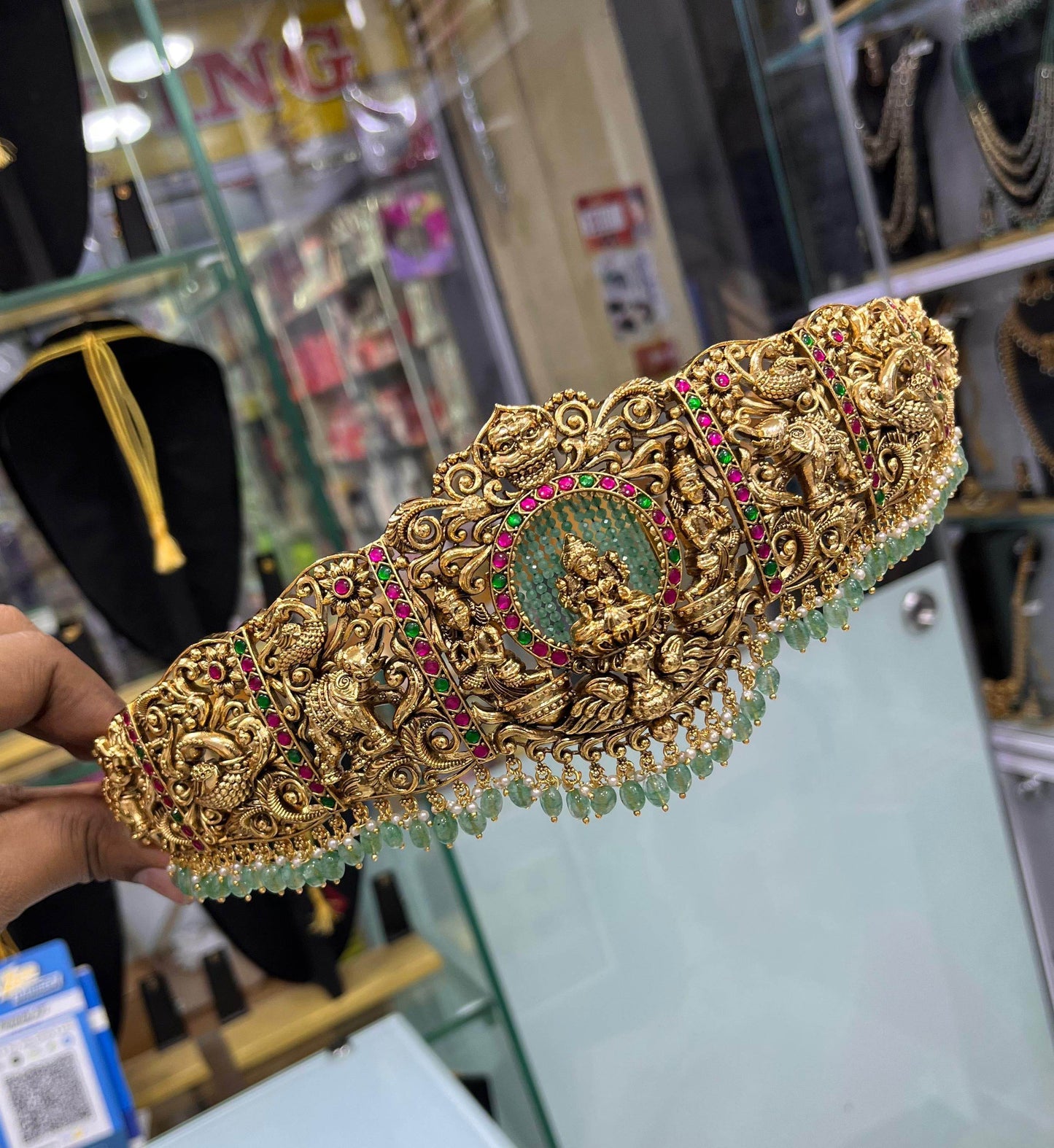 Nagasi work with Jaadu Kundan Stones Bridal Hip Belt - Nakshatra Jewels