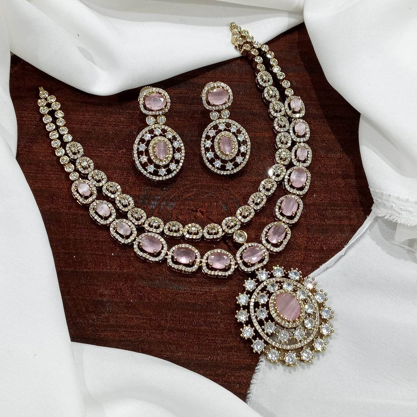 Victorian Polish AD Stones Layer Necklace - Nakshatra Jewels