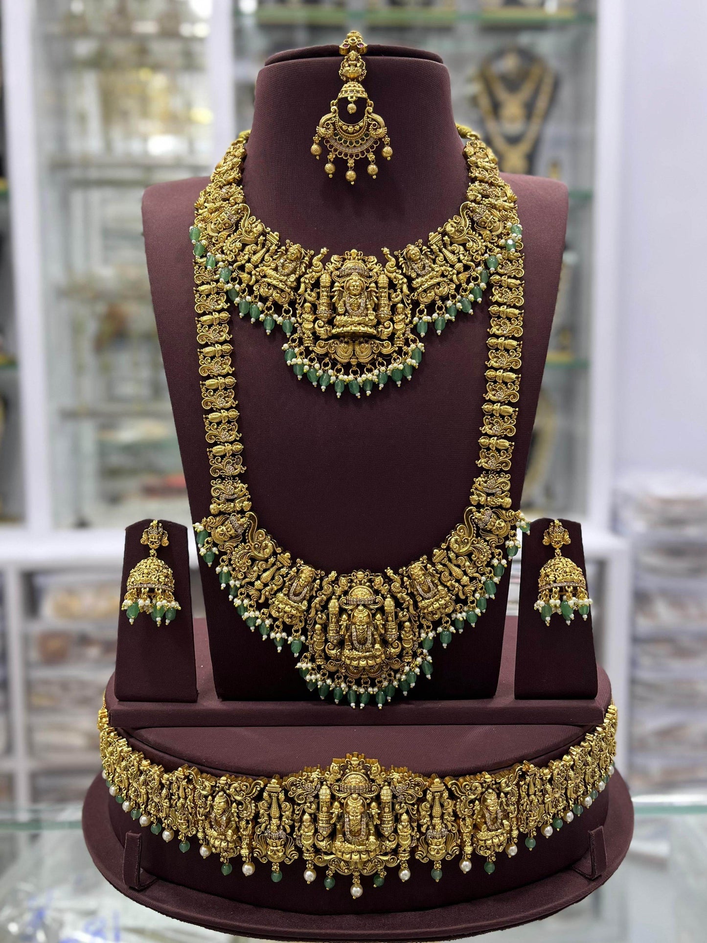 Nakshi Work with AD Stones Bridal Combo Set - Nakshatra Jewels