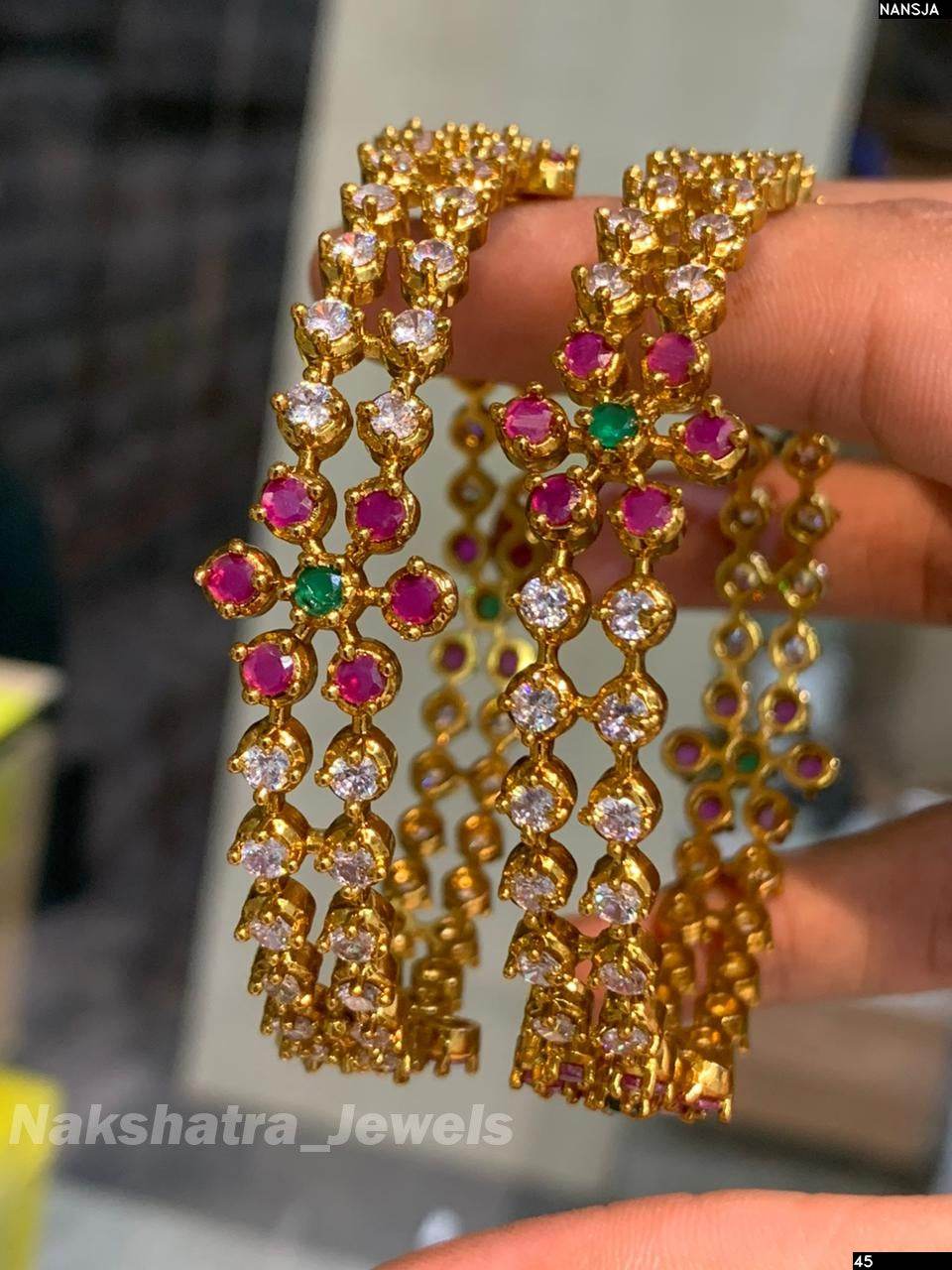 Premium Matt with AD Stone Bangles - Nakshatra Jewels