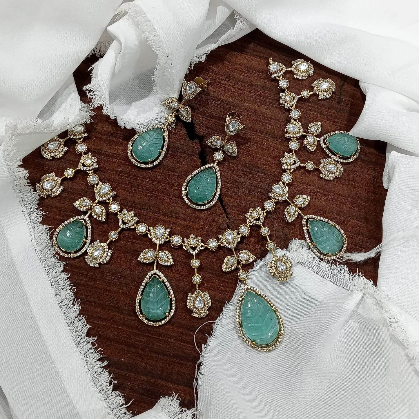 Victorian Polish AD Stones Necklace - Nakshatra Jewels