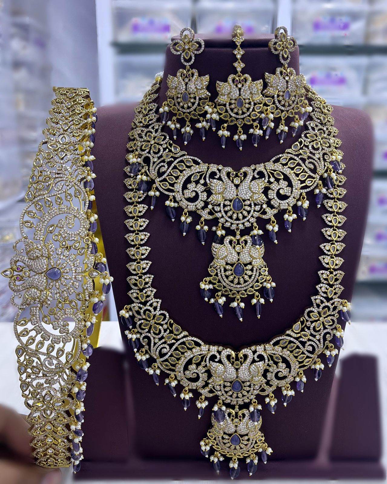 Victorian Polish AD Stones Bridal Set - Nakshatra Jewels