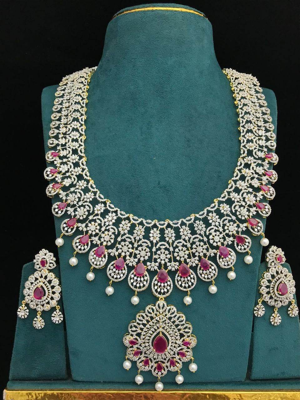 American Diamond Stone Bridal Haram - Nakshatra Jewels