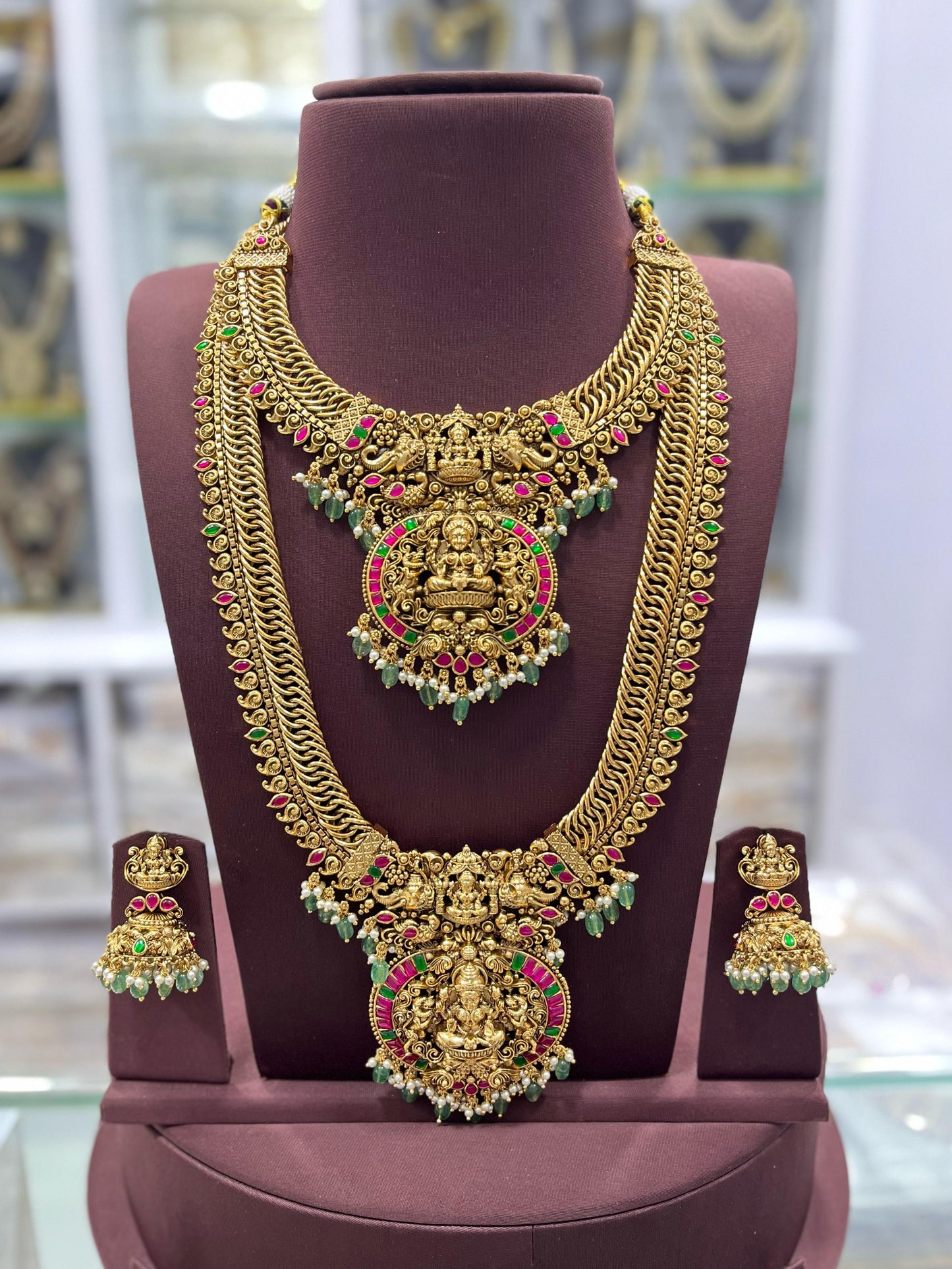 Nakshi Work with Kundan Stones Bridal Combo Set