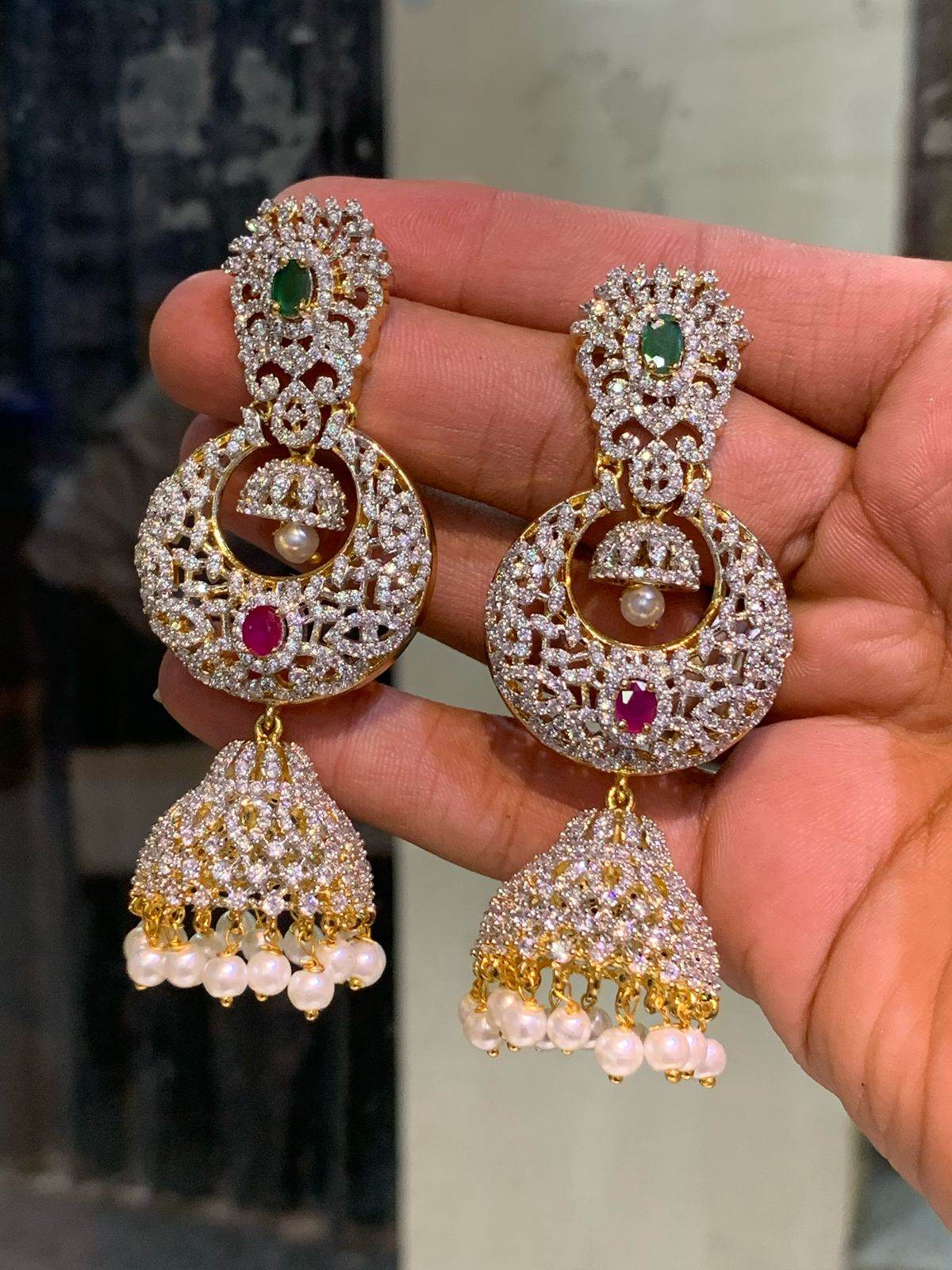AD Stones Bridal Earrings - Nakshatra Jewels