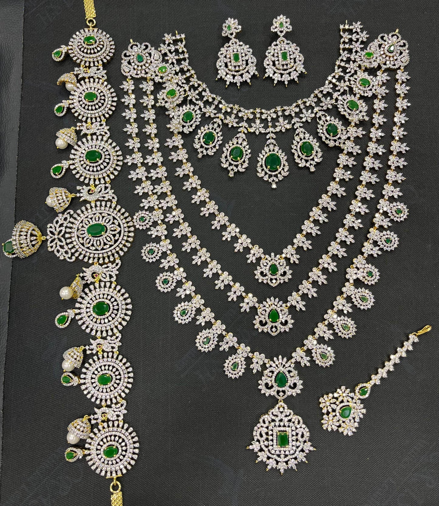 American Diamond Stones Bridal Combo Set - Nakshatra Jewels