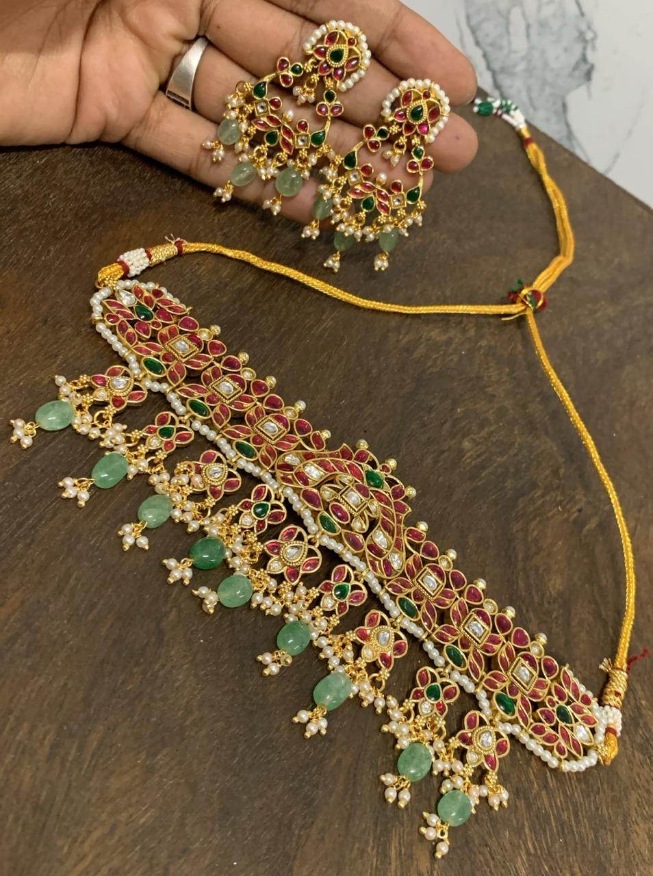 Premium Matt with Kempu Stones Bridal Choker - Nakshatra Jewels