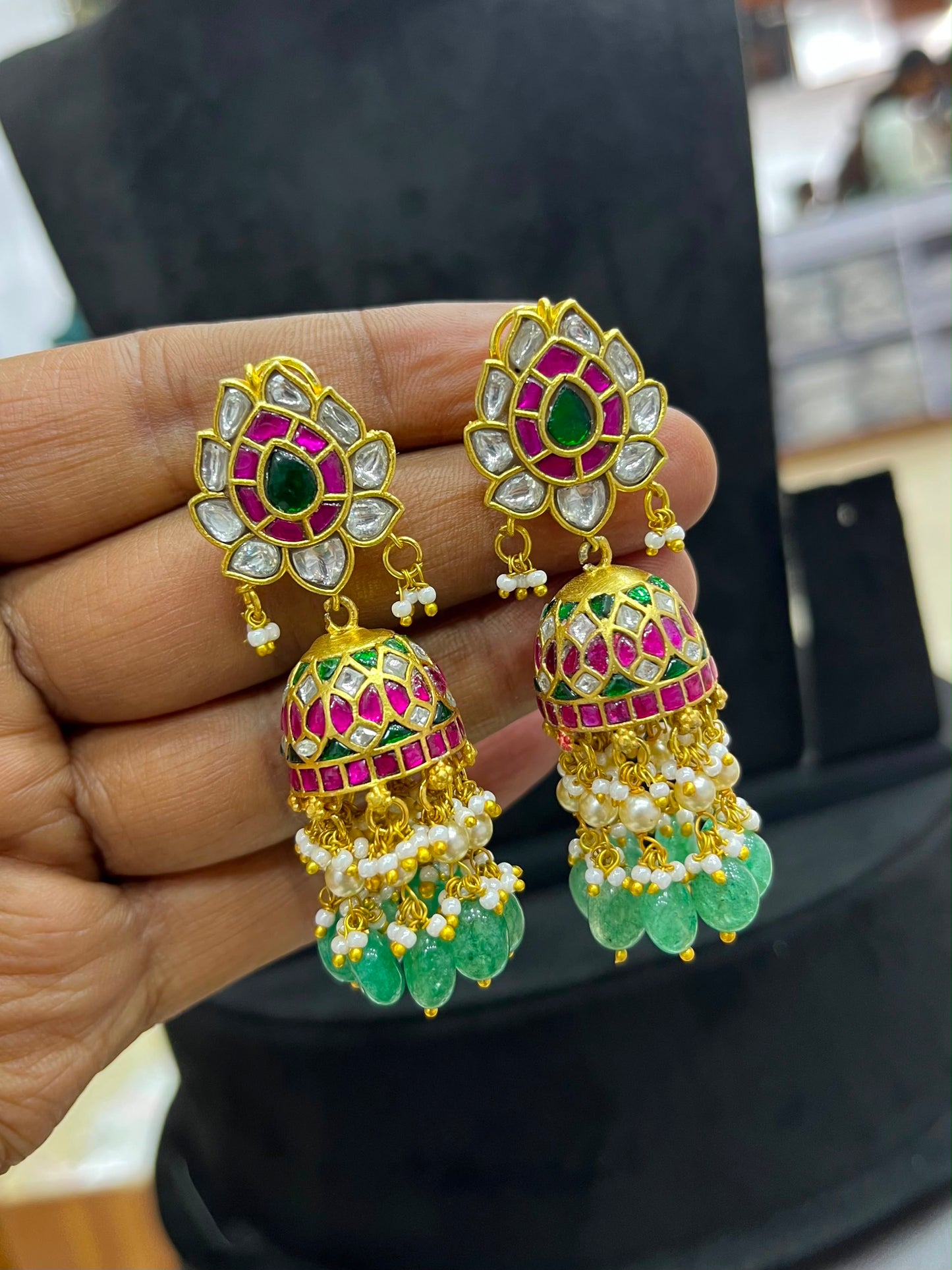 Jaadu Kundan Stones Bridal Earrings