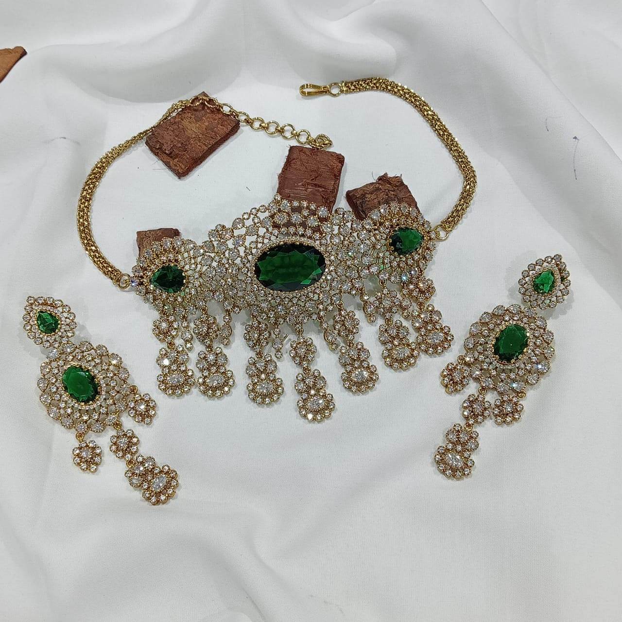Victorian Polish with AD Stones Choker - Nakshatra Jewels