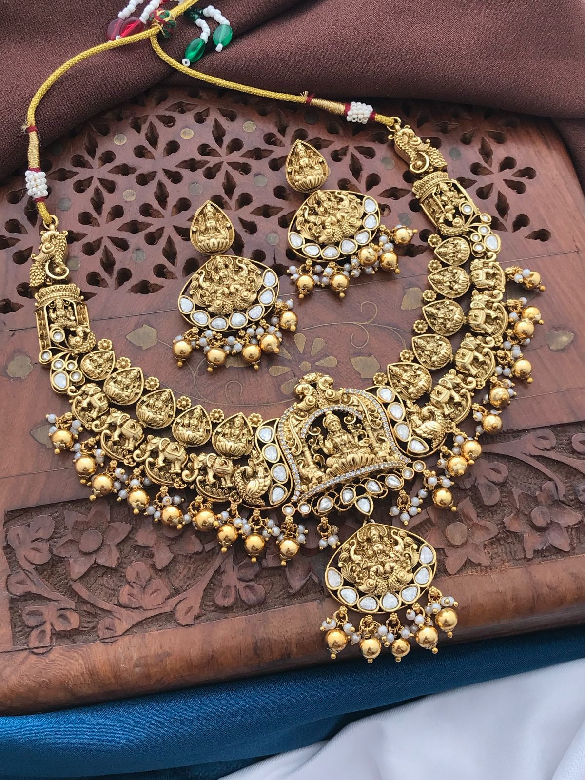 Nakshi Work with Mossianite Stones Necklace