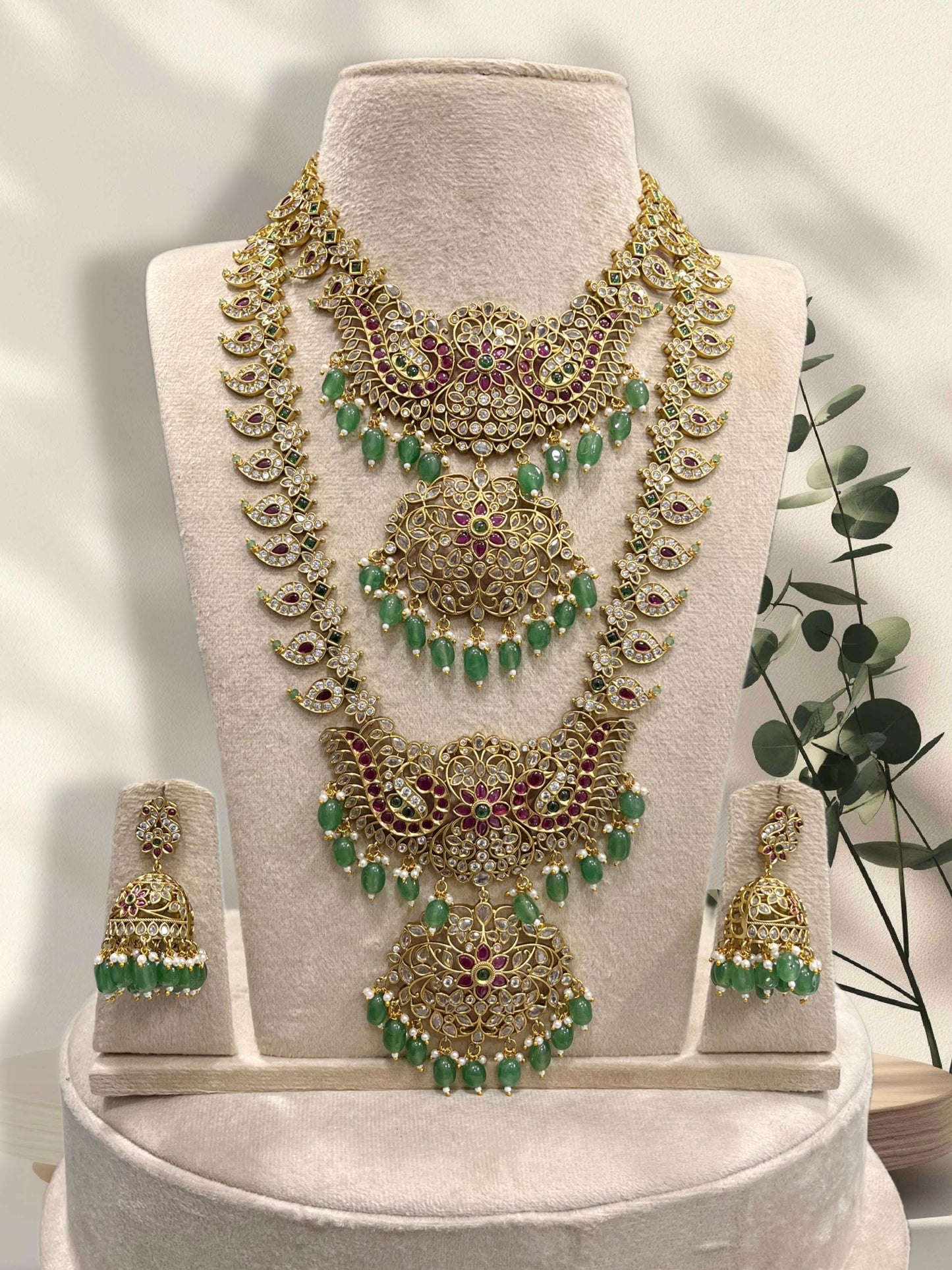 Nakshi Work with Kempu & AD Stones Bridal Combo Set