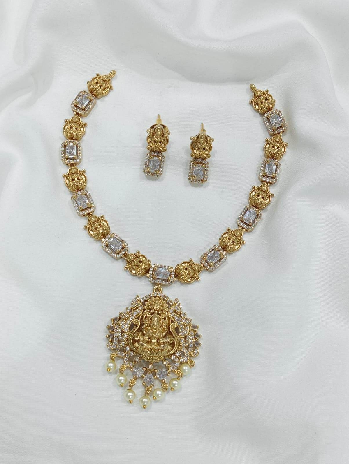 Premium Matt with AD Stones Necklace - Nakshatra Jewels