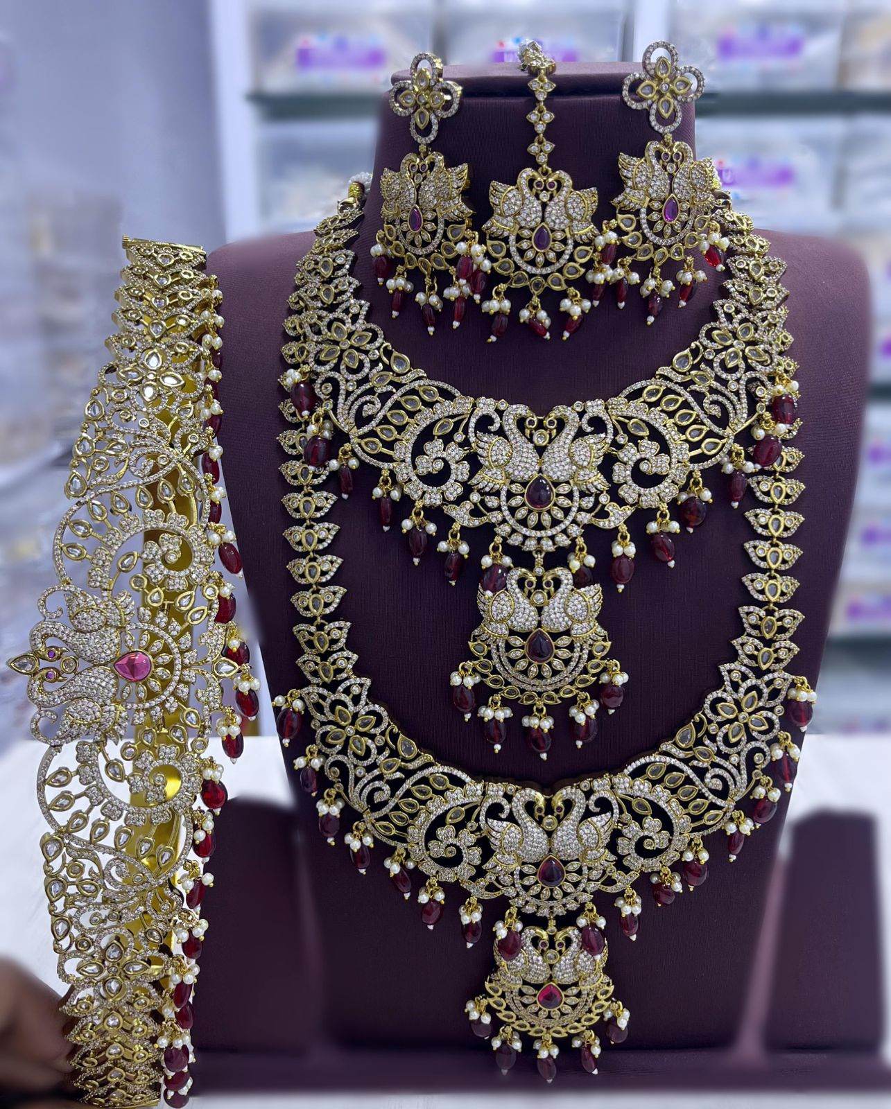 Victorian Polish AD Stones Bridal Set - Nakshatra Jewels