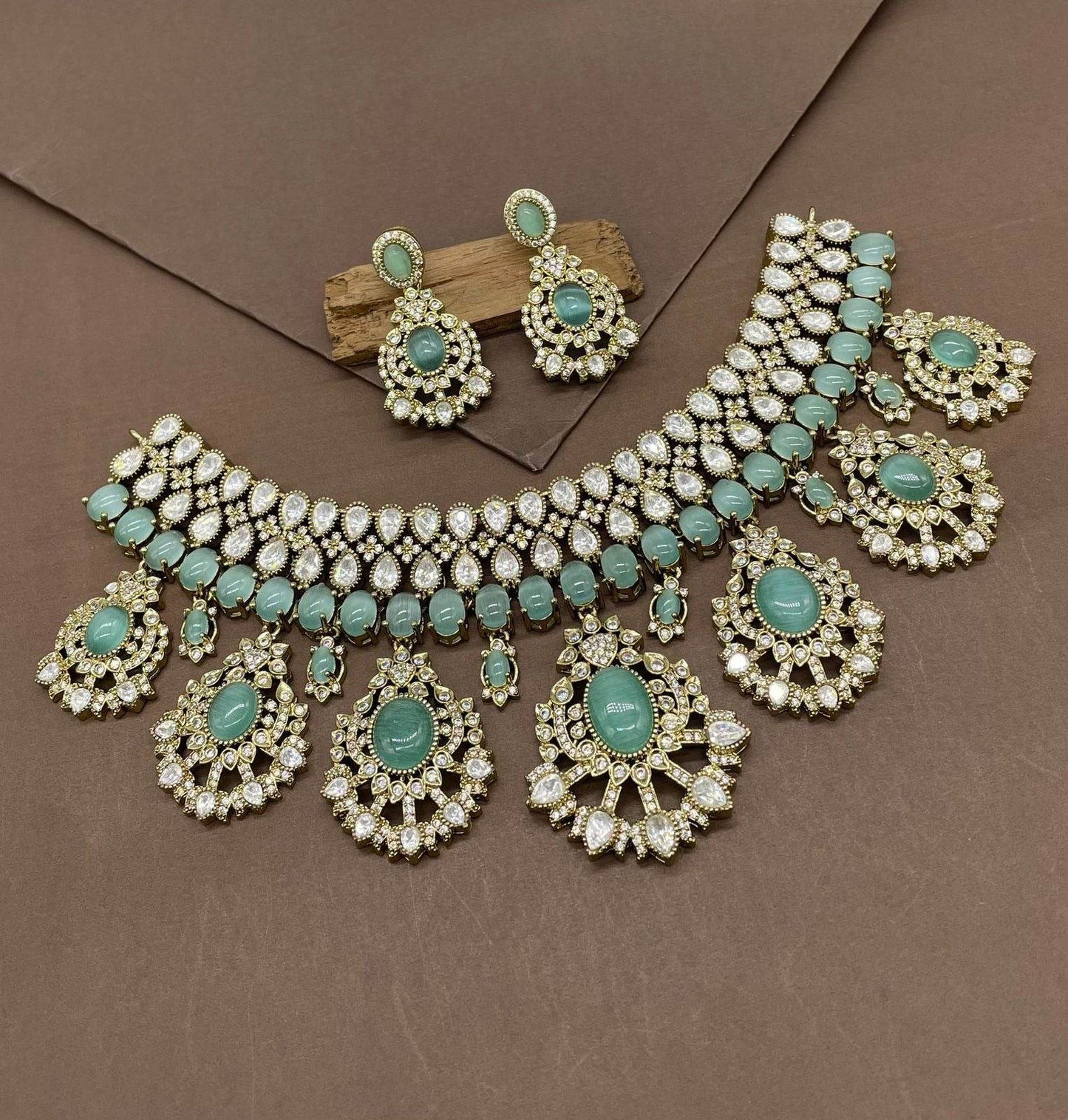 Mossanite with AD Stones Bridal Choker - Nakshatra Jewels