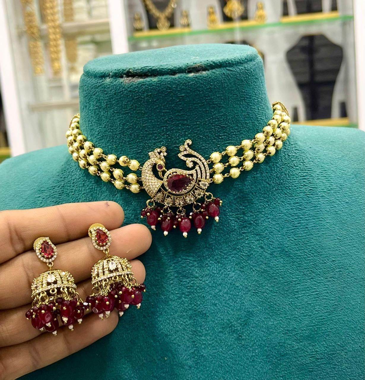 Victorian Polish AD Stones Choker - Nakshatra Jewels