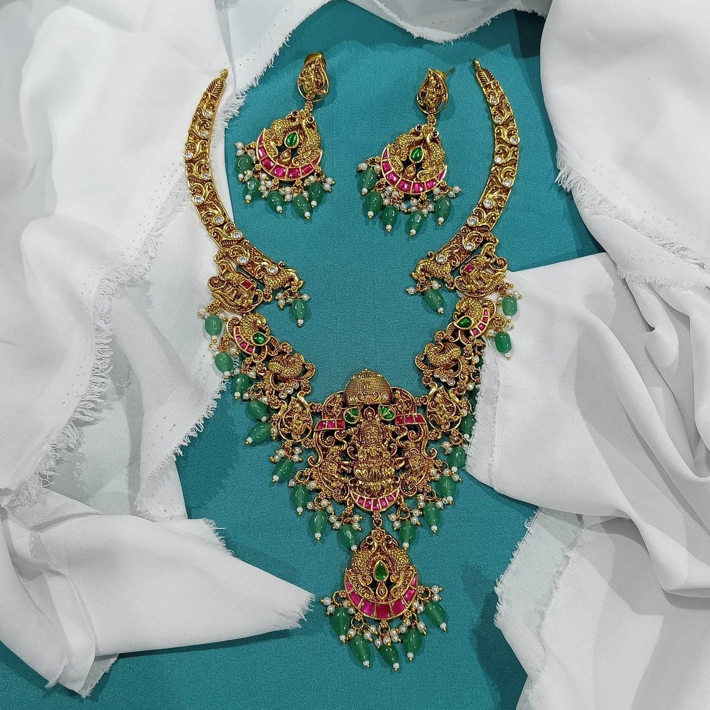 Nagasi work with jadua Kundan Stones Haram - Nakshatra Jewels