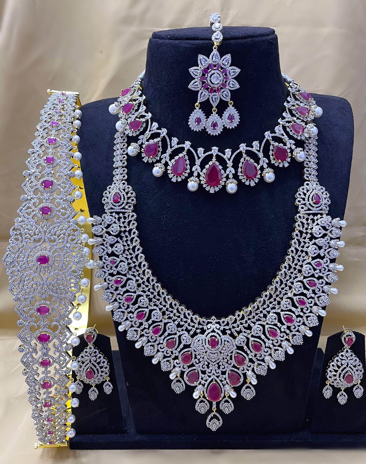 American Diamond Stones Bridal Set - Nakshatra Jewels