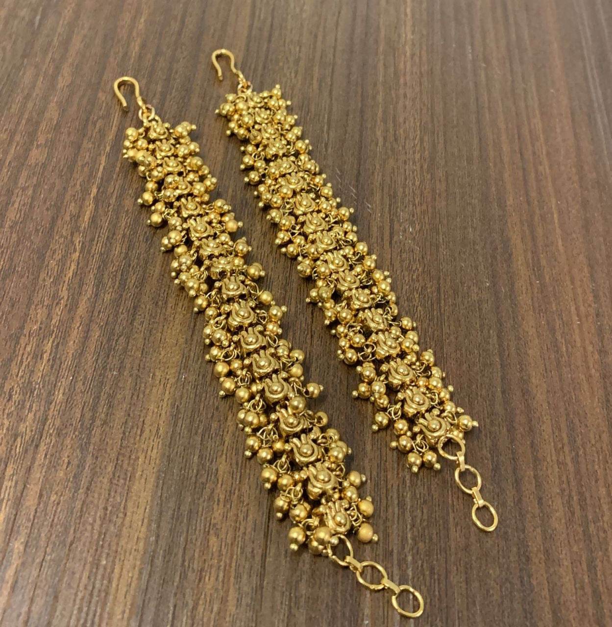 Premium Matt with Kempu Stones Ear Chains - Nakshatra Jewels