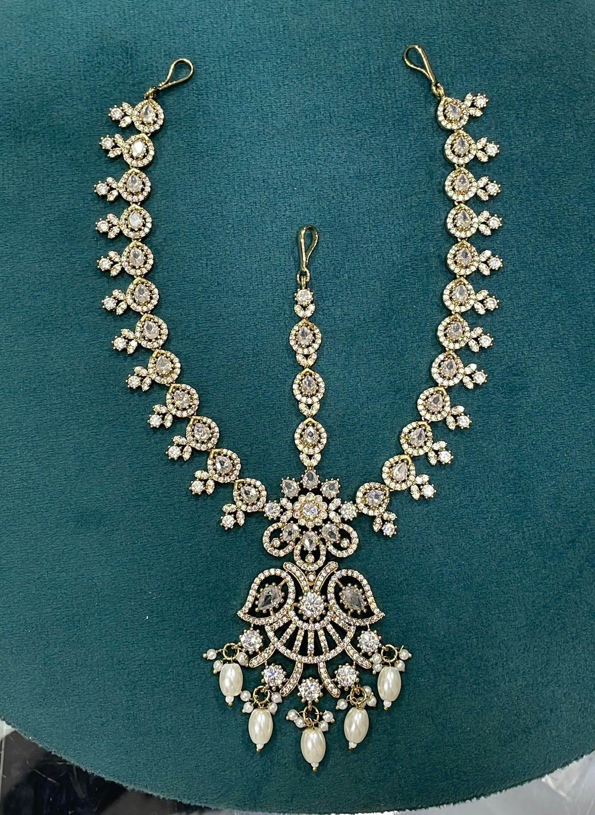 Victorian Polish AD Stones Headset - Nakshatra Jewels