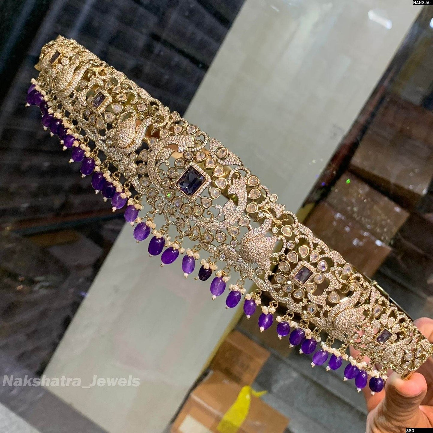 Victorian Polish AD Stones Bridal Hip Belt - Nakshatra Jewels