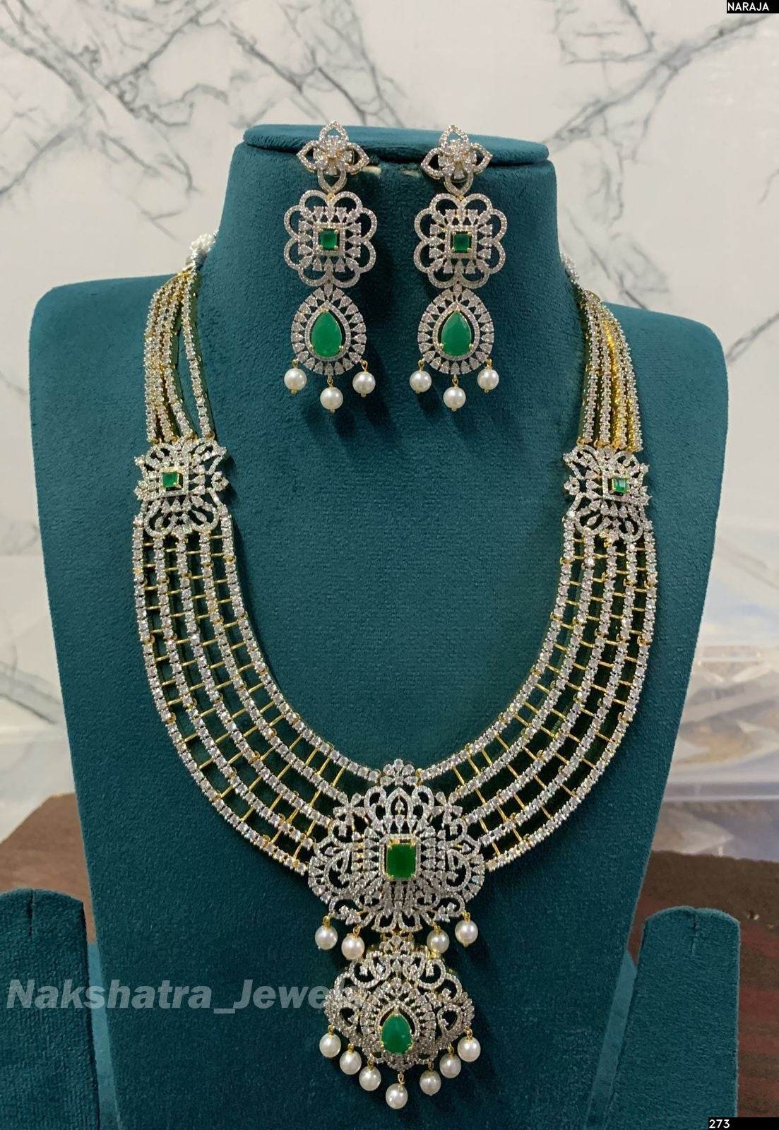 American Diamond Stones Bridal Haram - Nakshatra Jewels