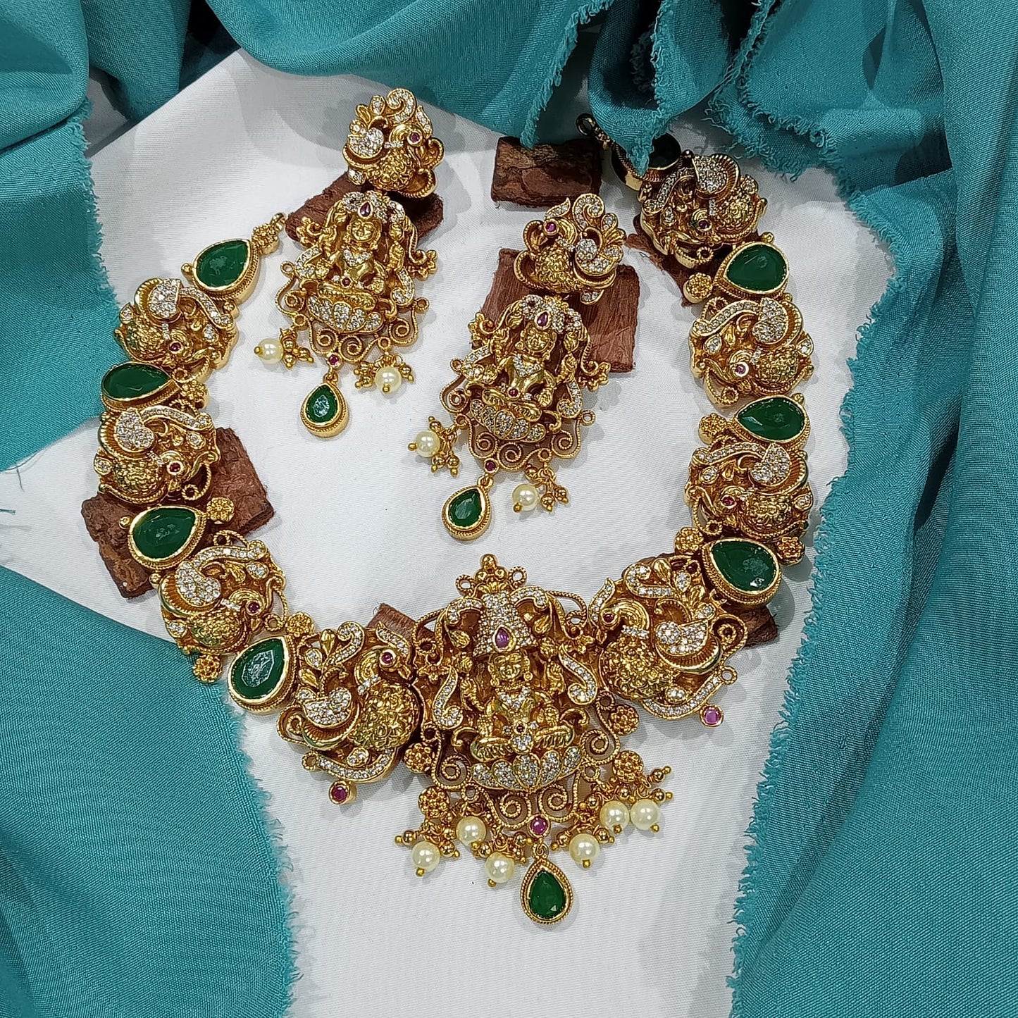 Nakshi Work with AD Stones Bridal Necklace