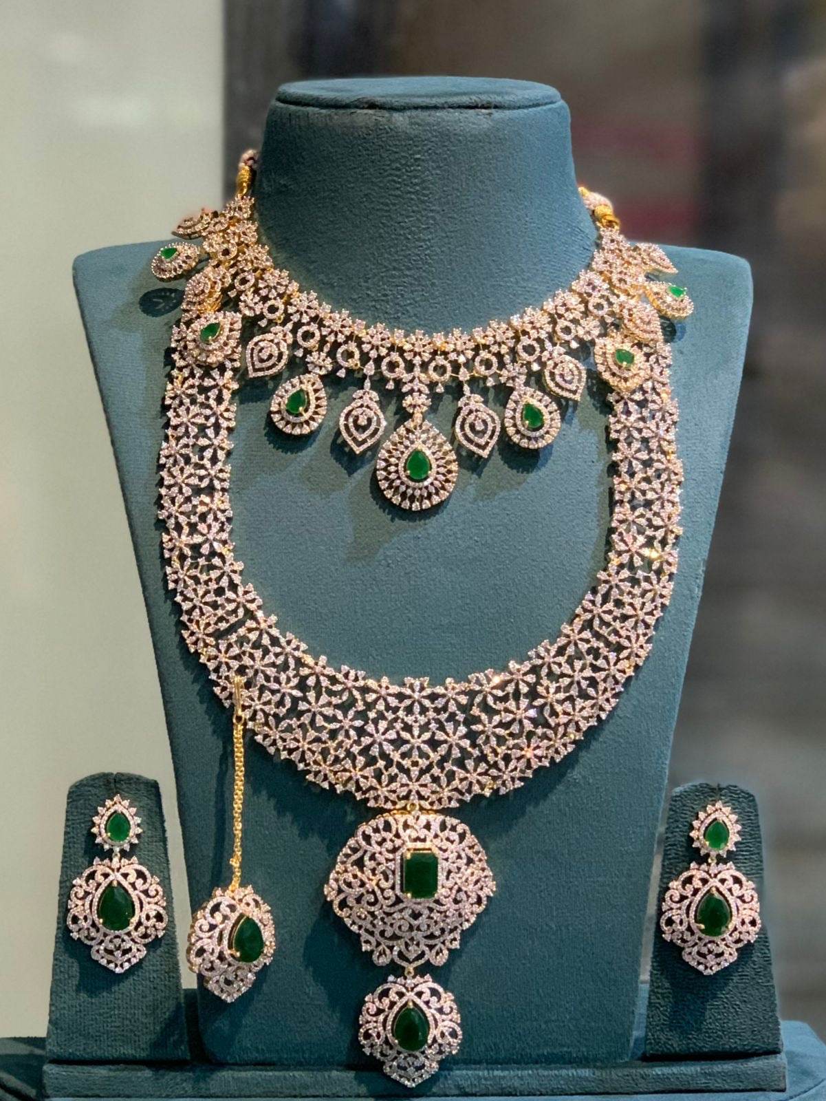 American Diamond Stones Bridal Combo Set - Nakshatra Jewels