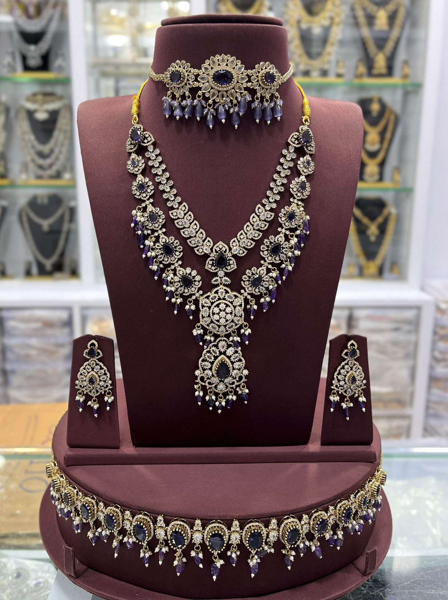 Victorian Polish with Moissanite Stones Bridal Combo set