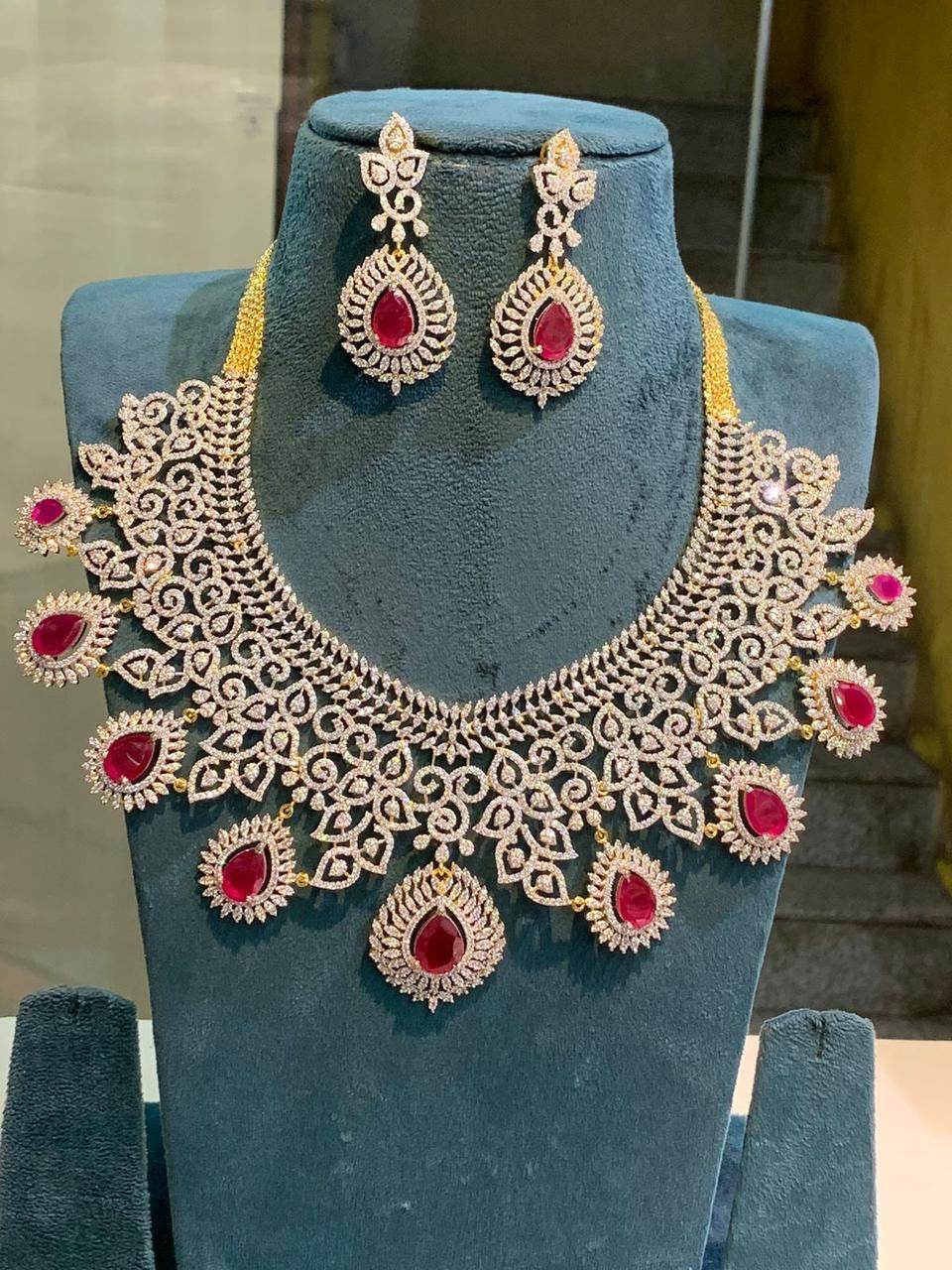 American Diamond Stones Bridal Neck set - Nakshatra Jewels