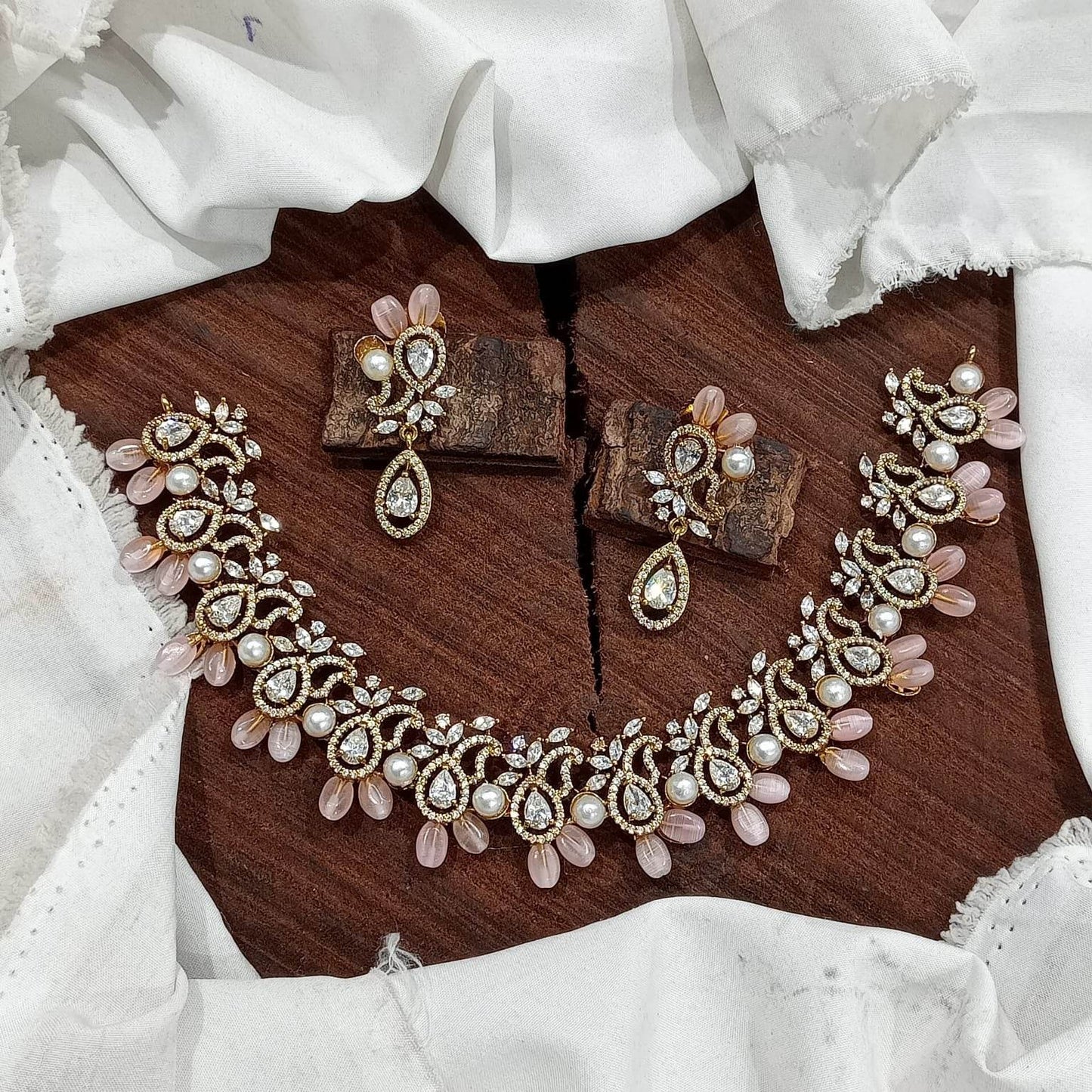 Victorian Polish AD Stones Necklace - Nakshatra Jewels
