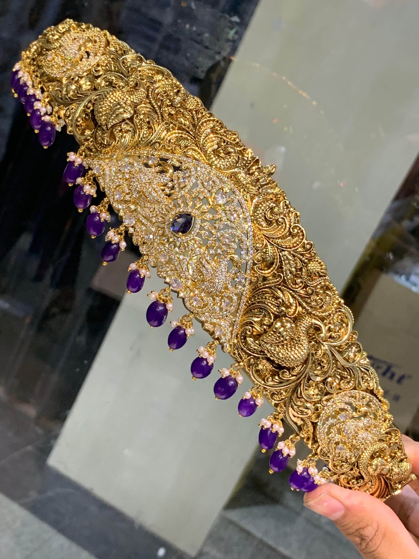 Nakshi Work with AD Stones Bridal Hip Belt - Nakshatra Jewels