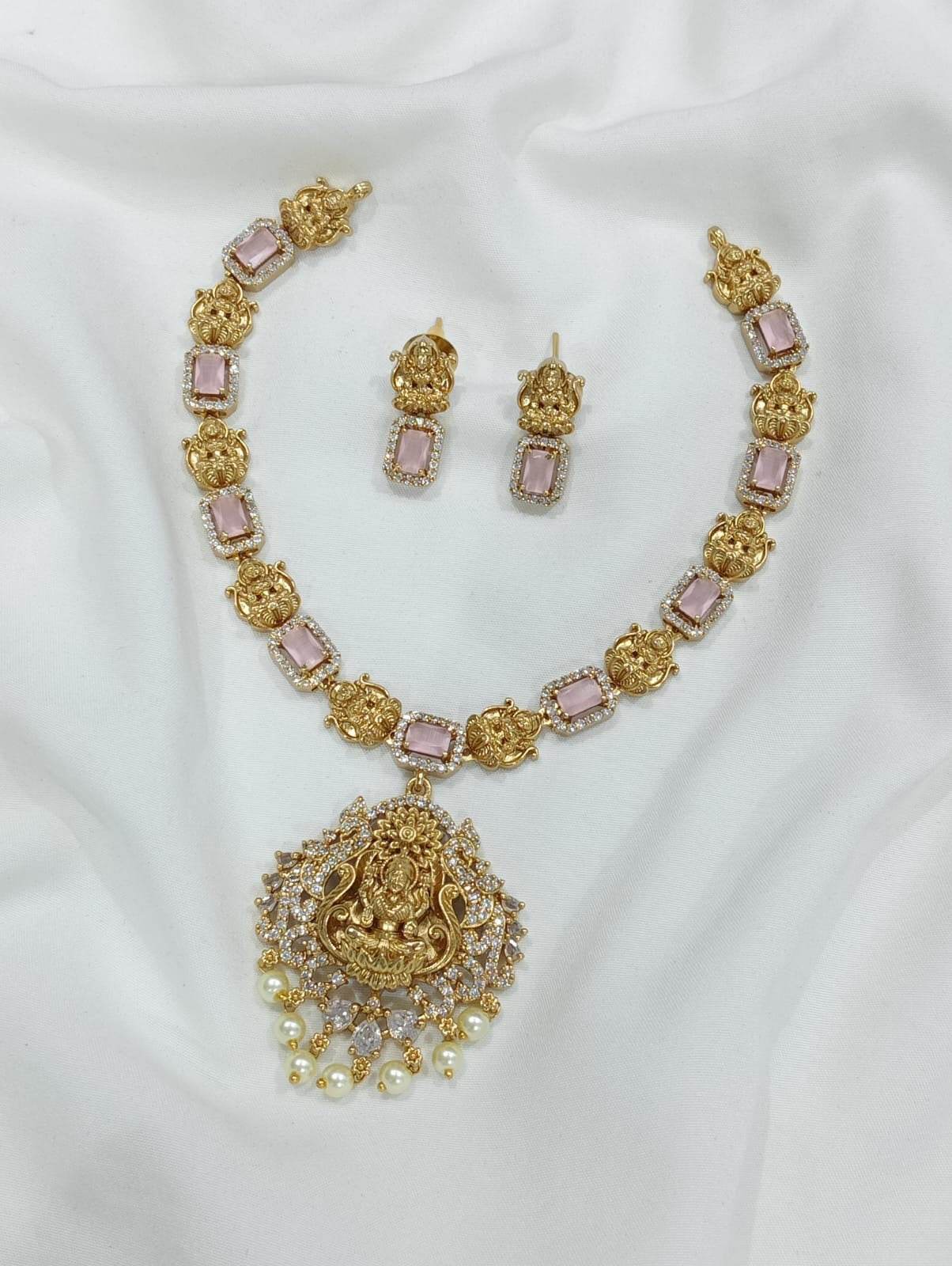 Premium Matt with AD Stones Necklace - Nakshatra Jewels