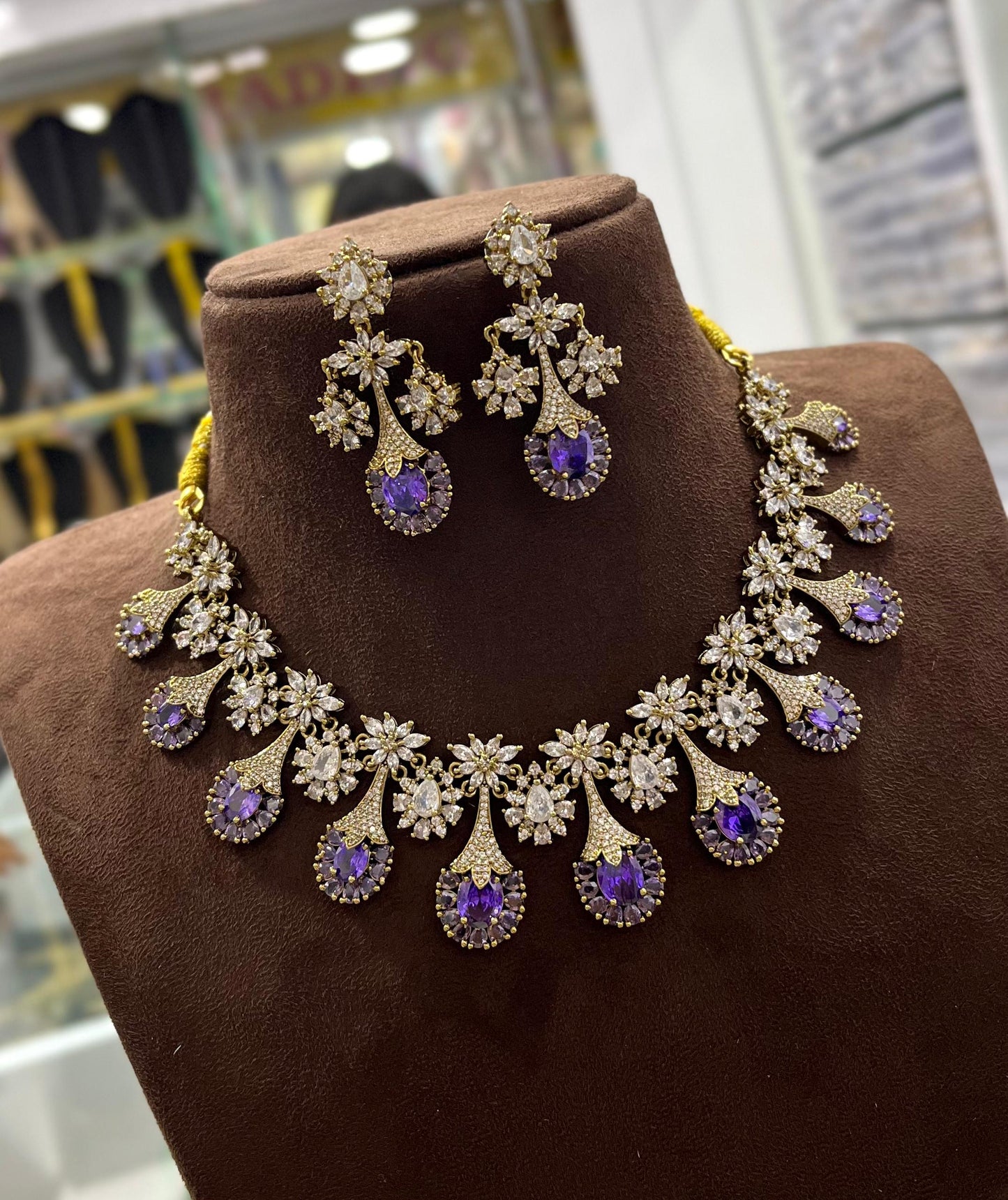 Victorian Polish AD and Mossianite Stones Necklace