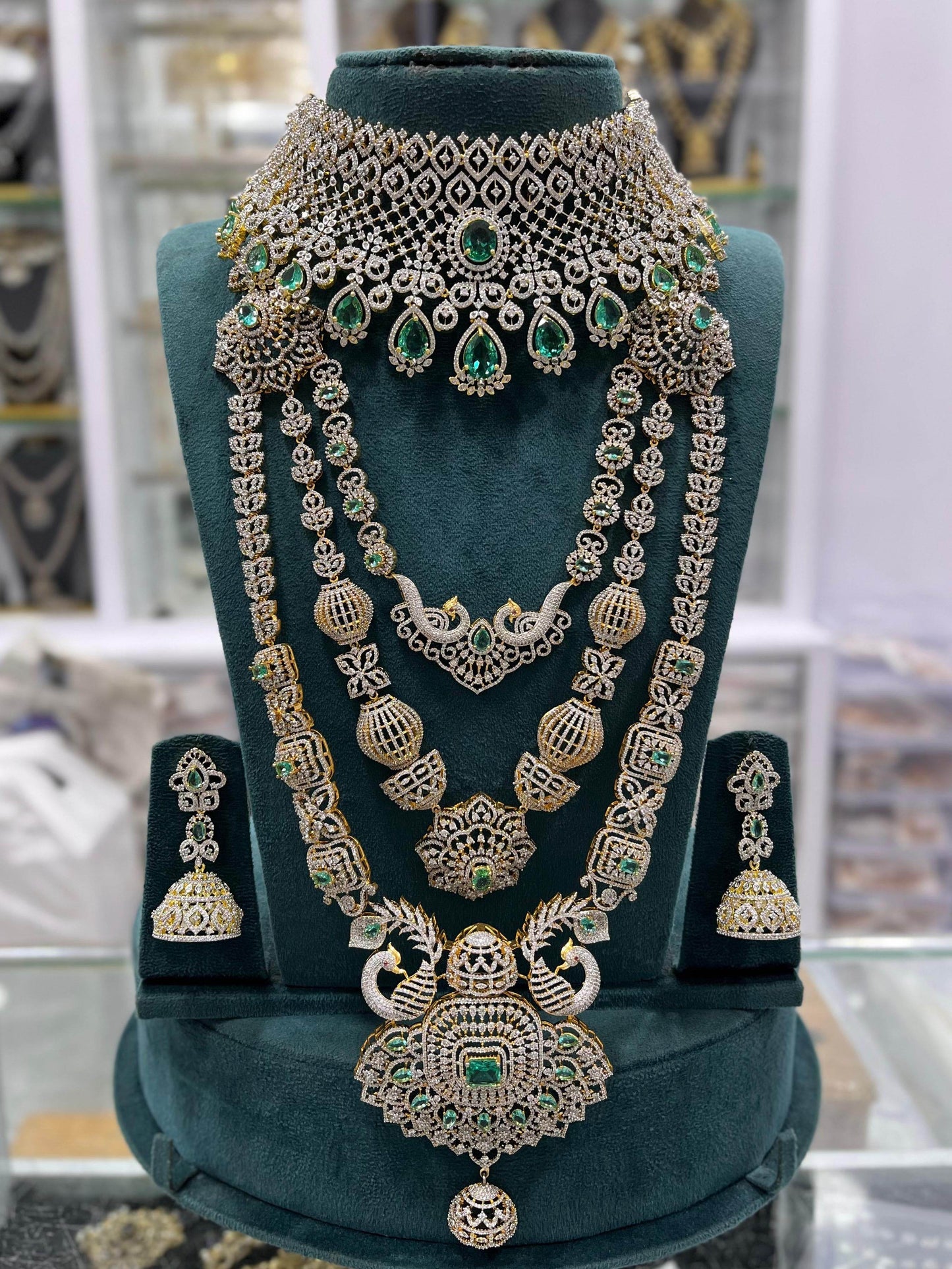 American Diamond Stones Bridal Combo Set - Nakshatra Jewels