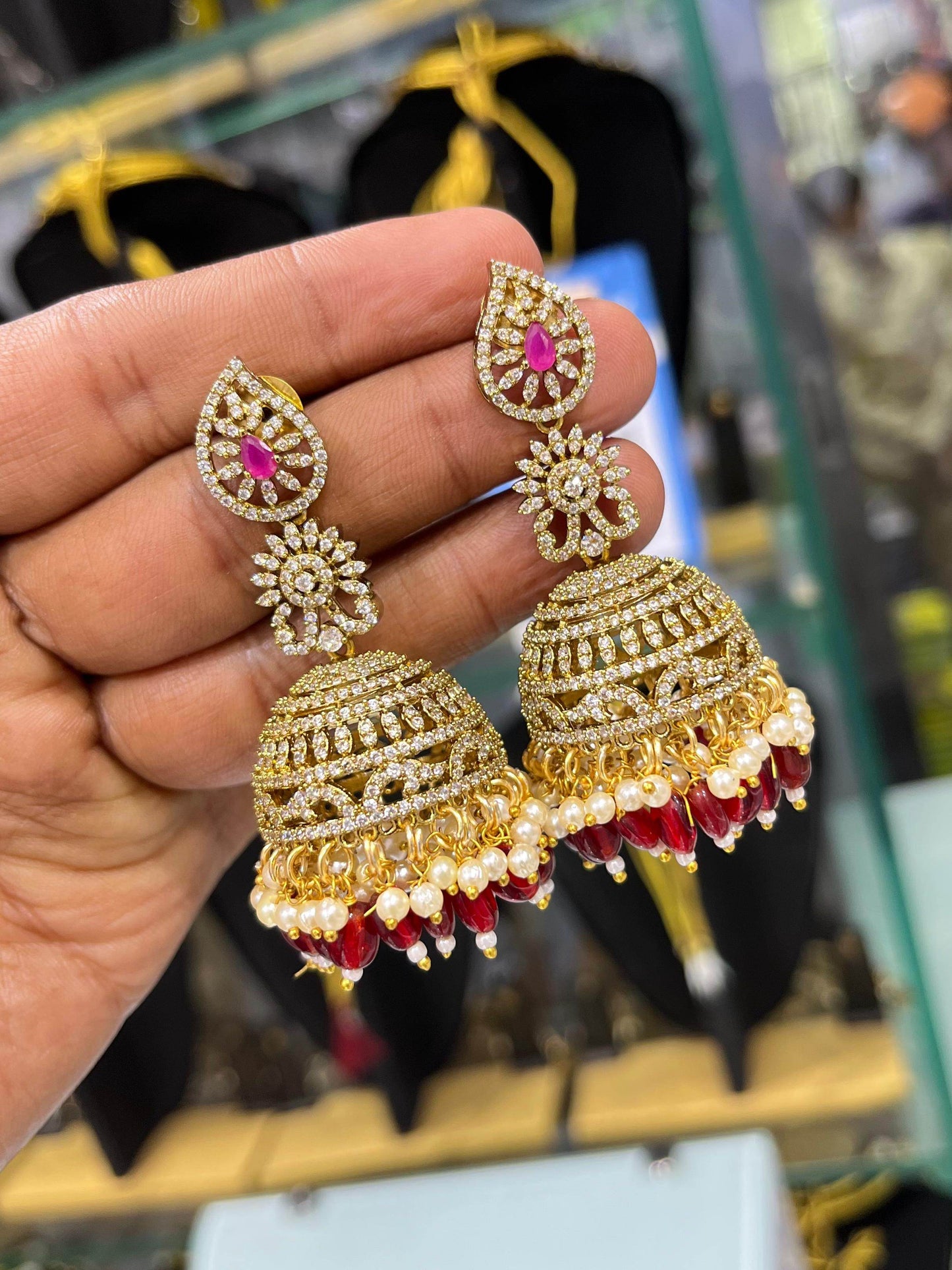 Victorian Polish AD Stones Earrings - Nakshatra Jewels