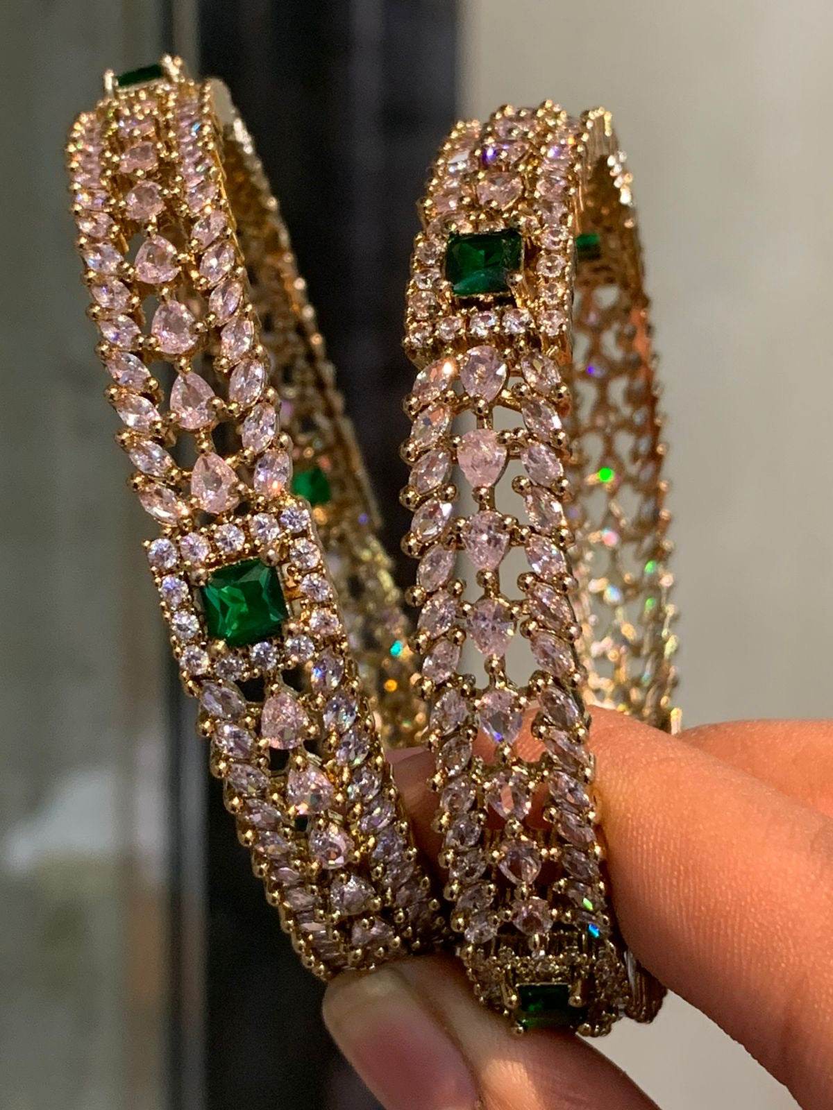 Victorian Polish AD Stone Bangles - Nakshatra Jewels