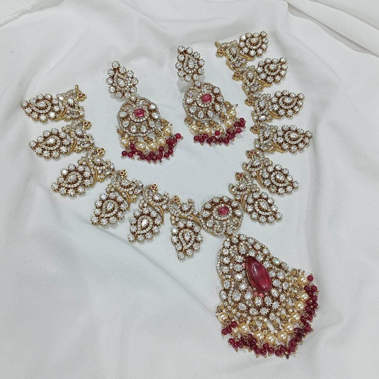 Moissanite & AD Stones Bridal Necklace - Nakshatra Jewels