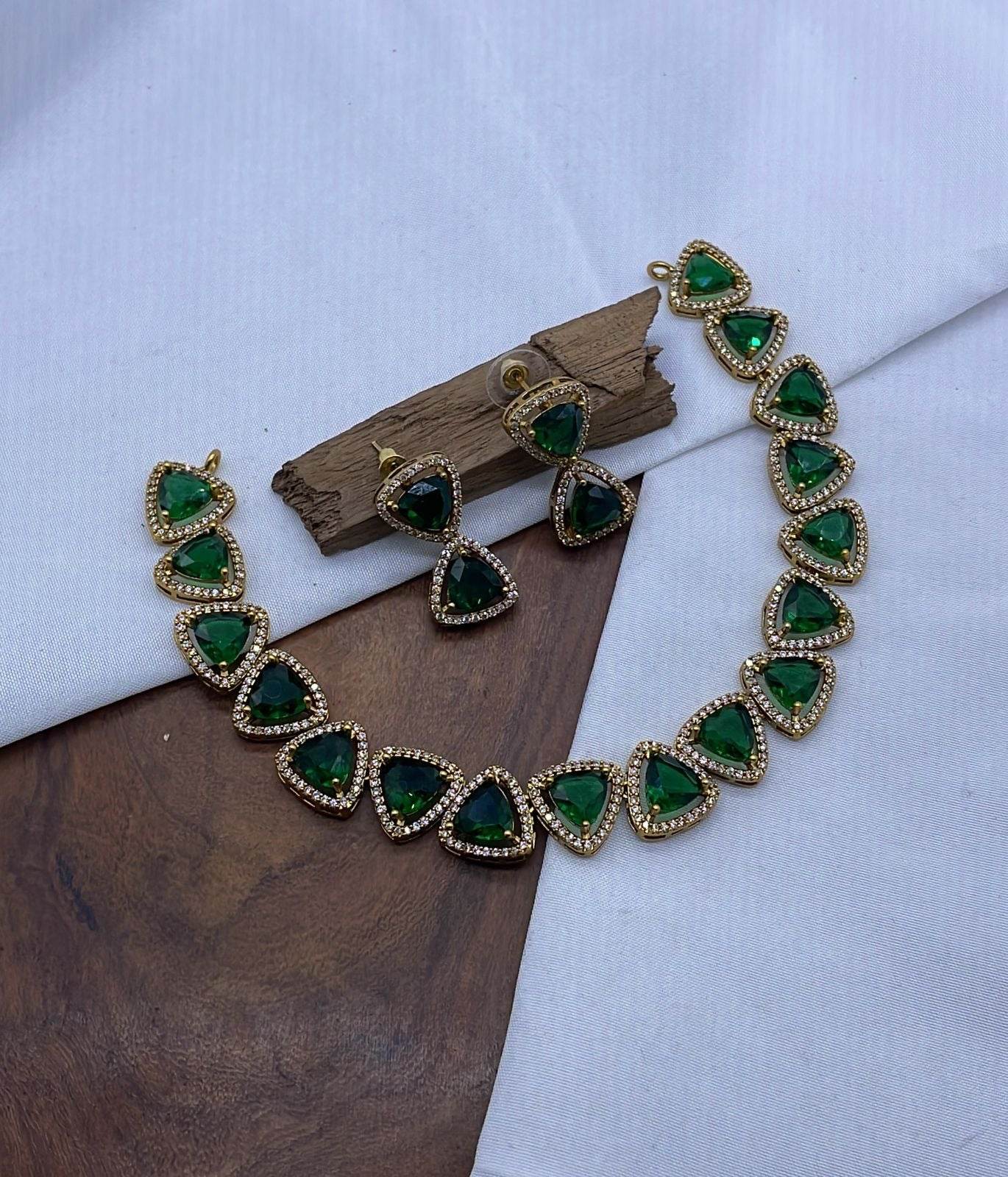 Victorian Polish AD Stones Necklace - Nakshatra Jewels